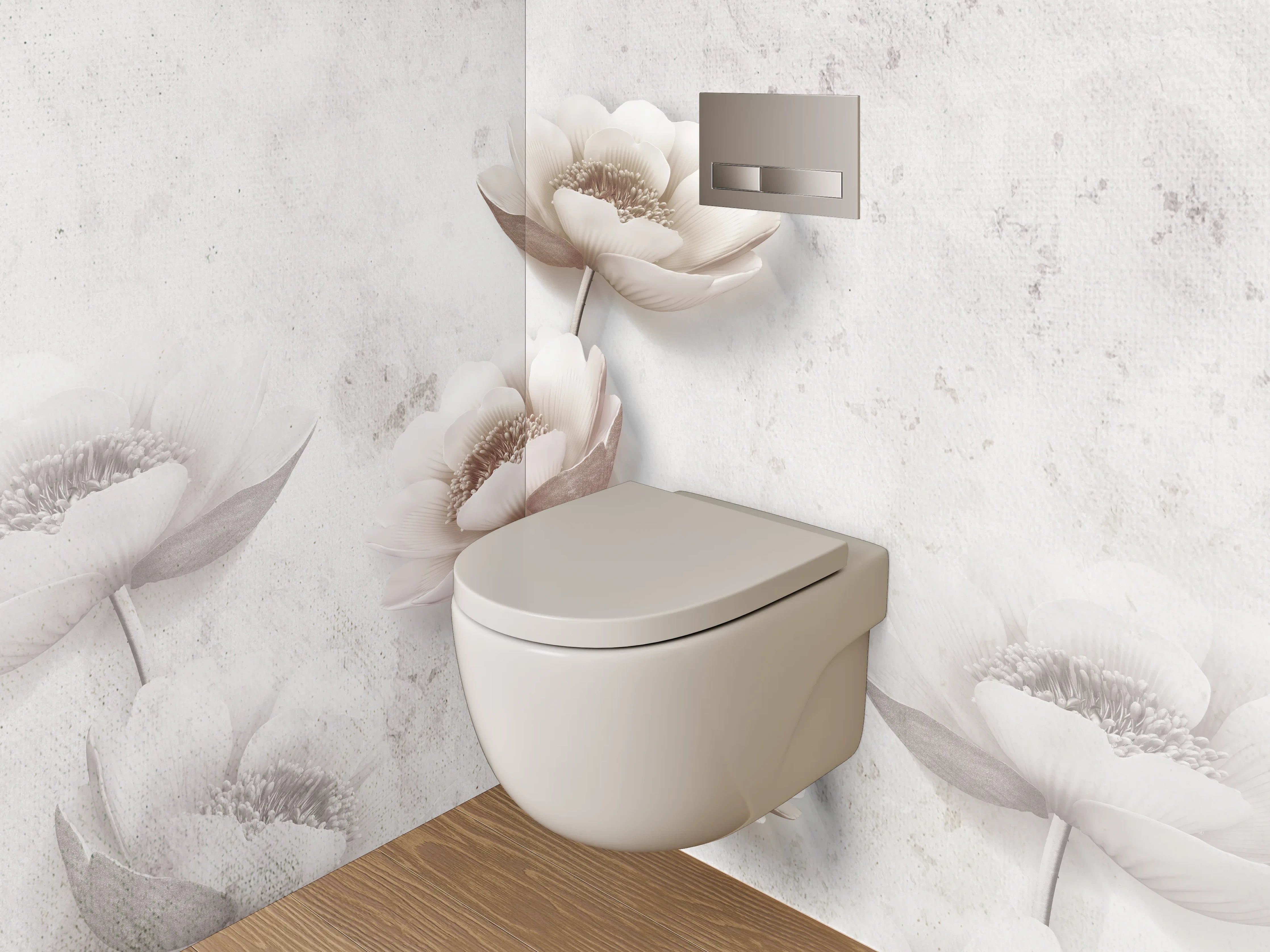 WC-Rückwand - Zarte weiße Mohnblumen Aquarell