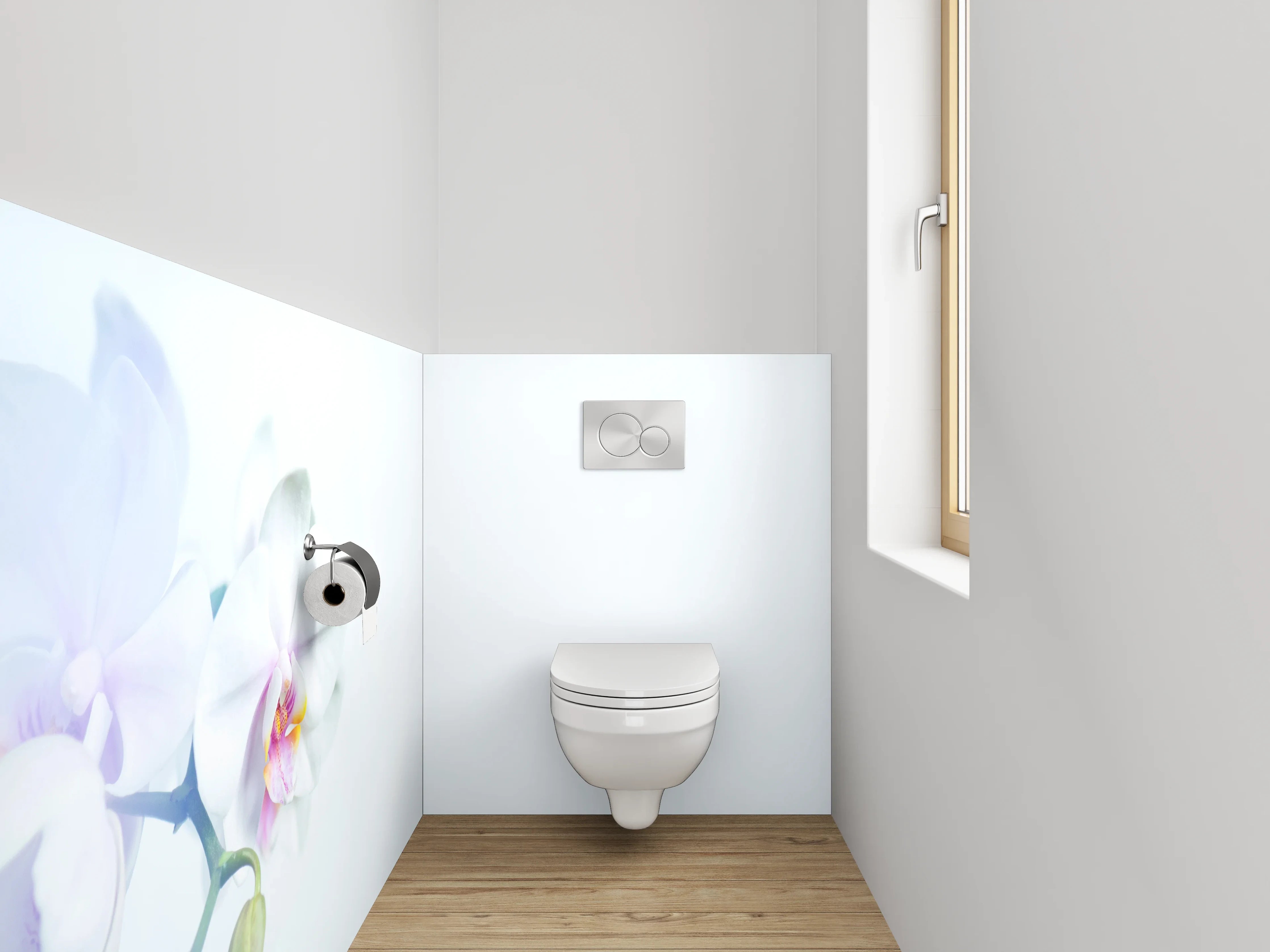 WC-Rückwand - Zarte weiße Orchidee Minimalismus