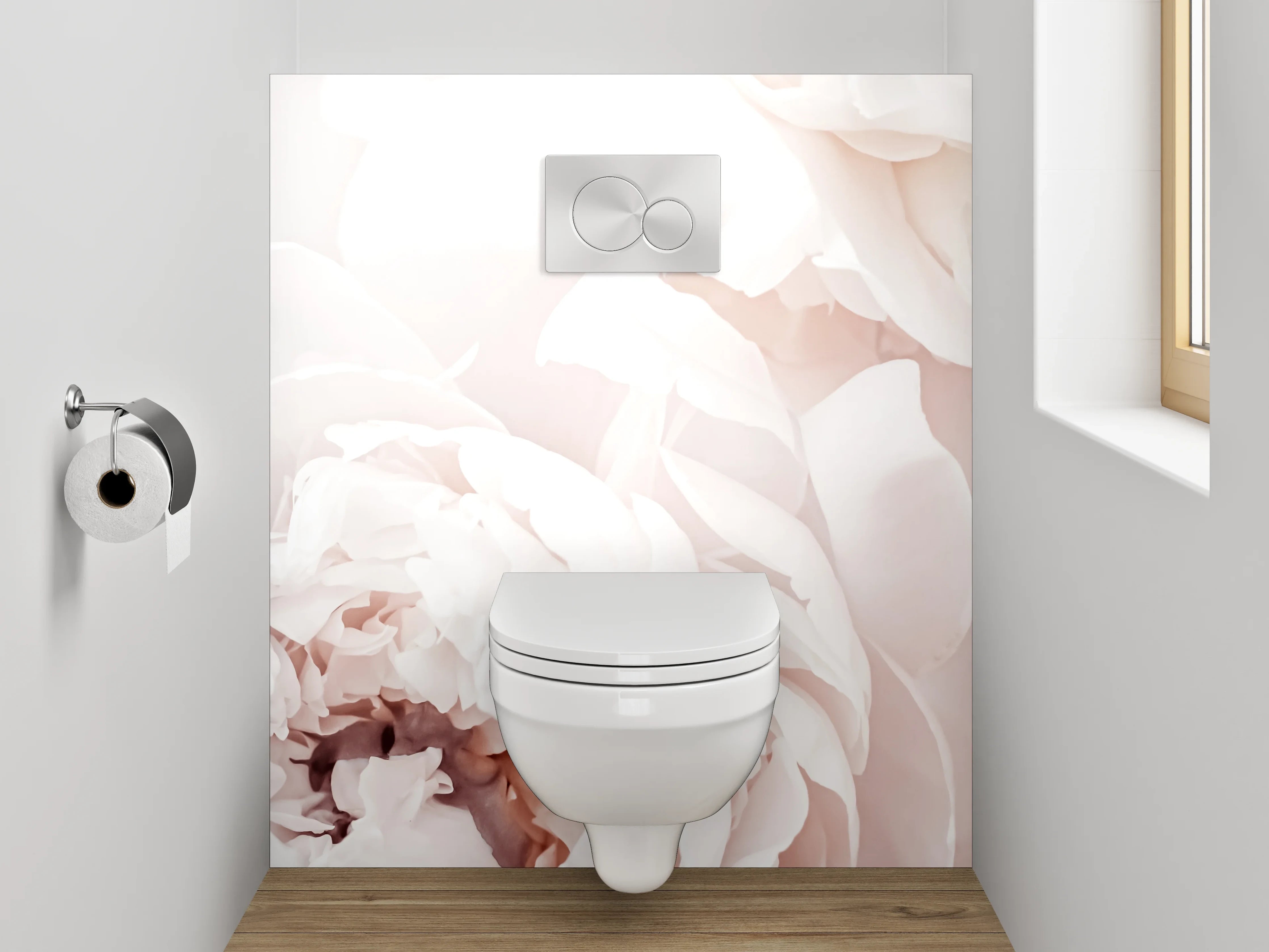 WC-Rückwand - Zarte weiße Pfingstrosen-Blüten
