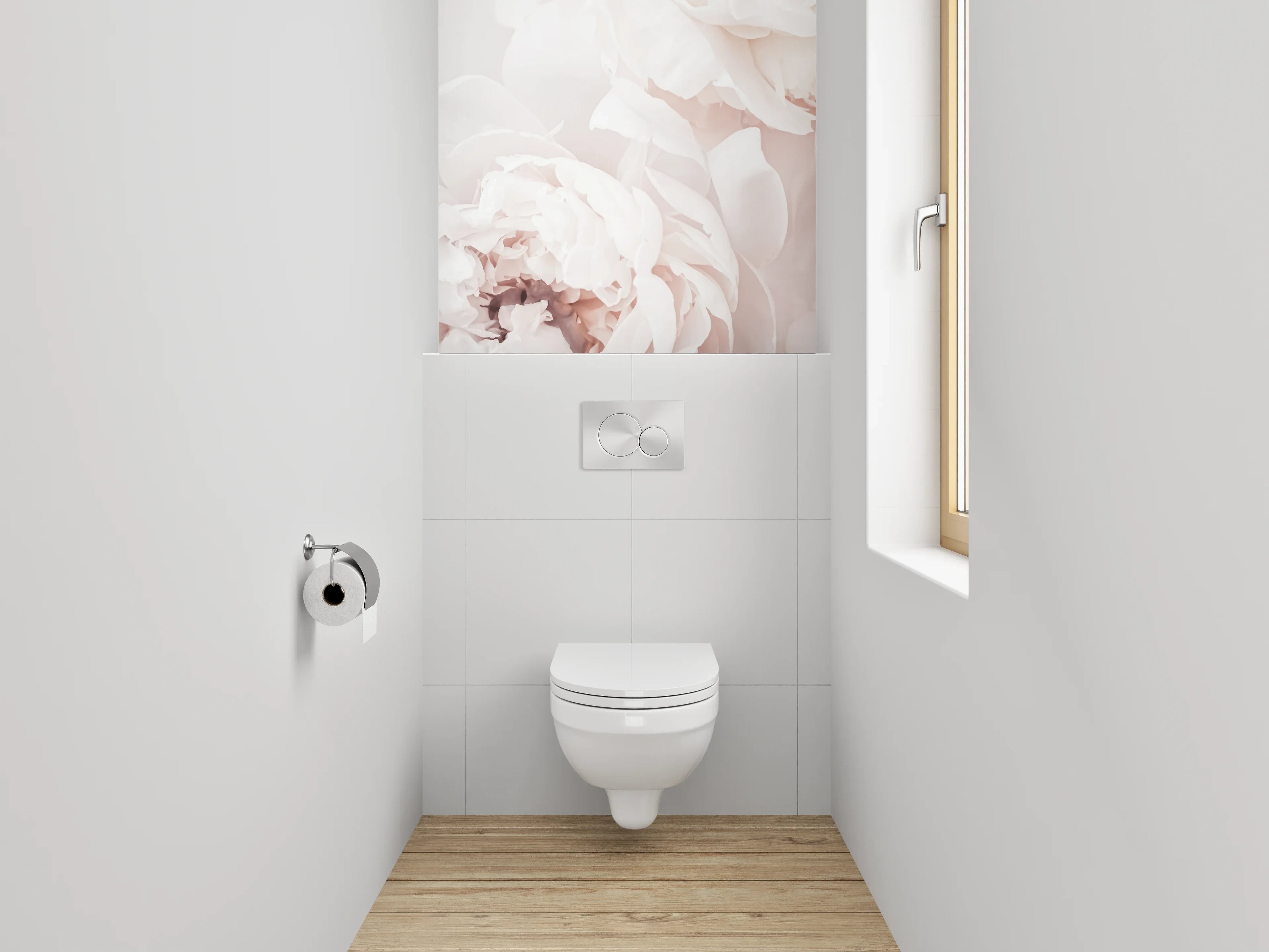 WC-Rückwand - Zarte weiße Pfingstrosen-Blüten