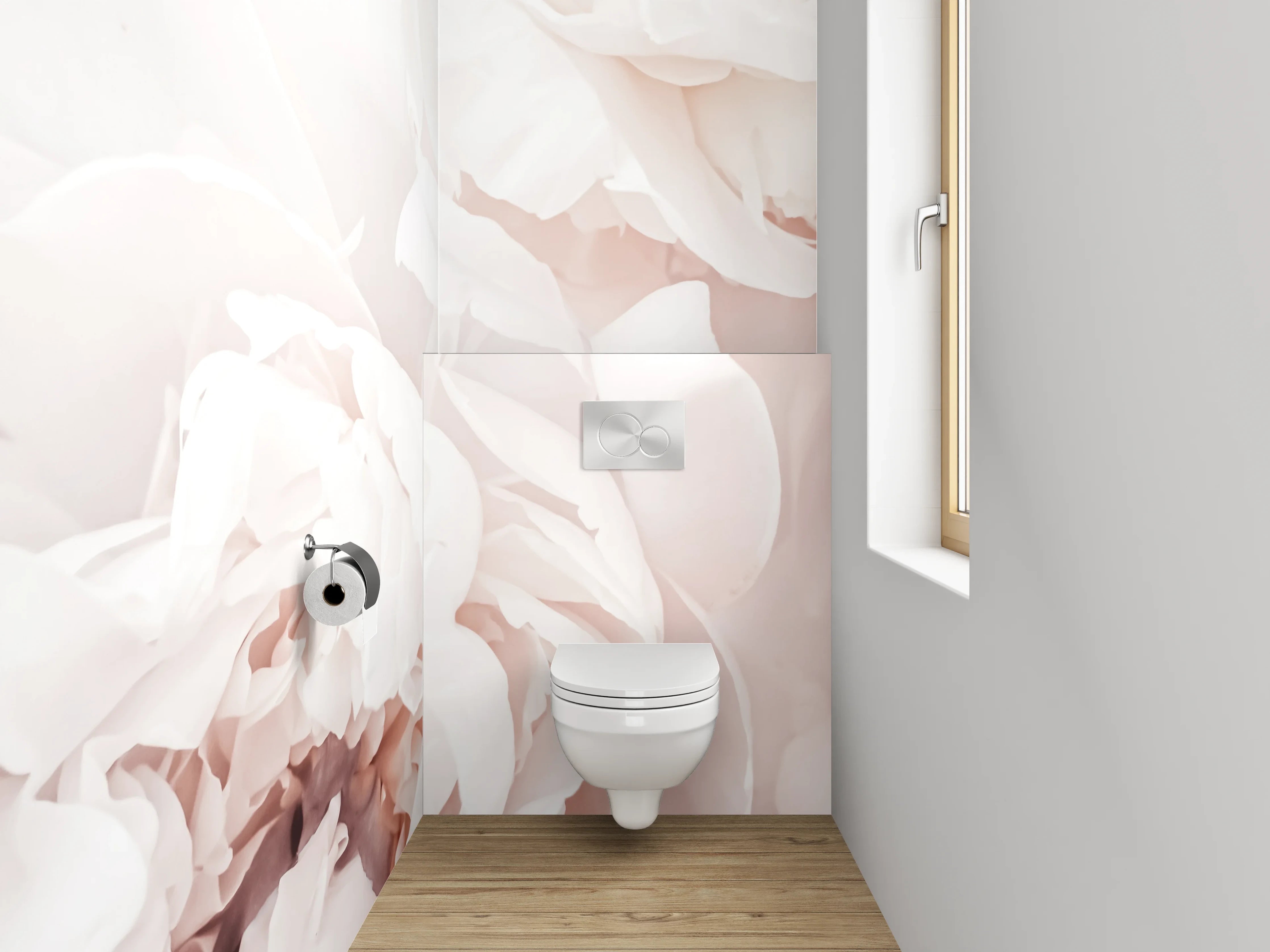 WC-Rückwand - Zarte weiße Pfingstrosen-Blüten