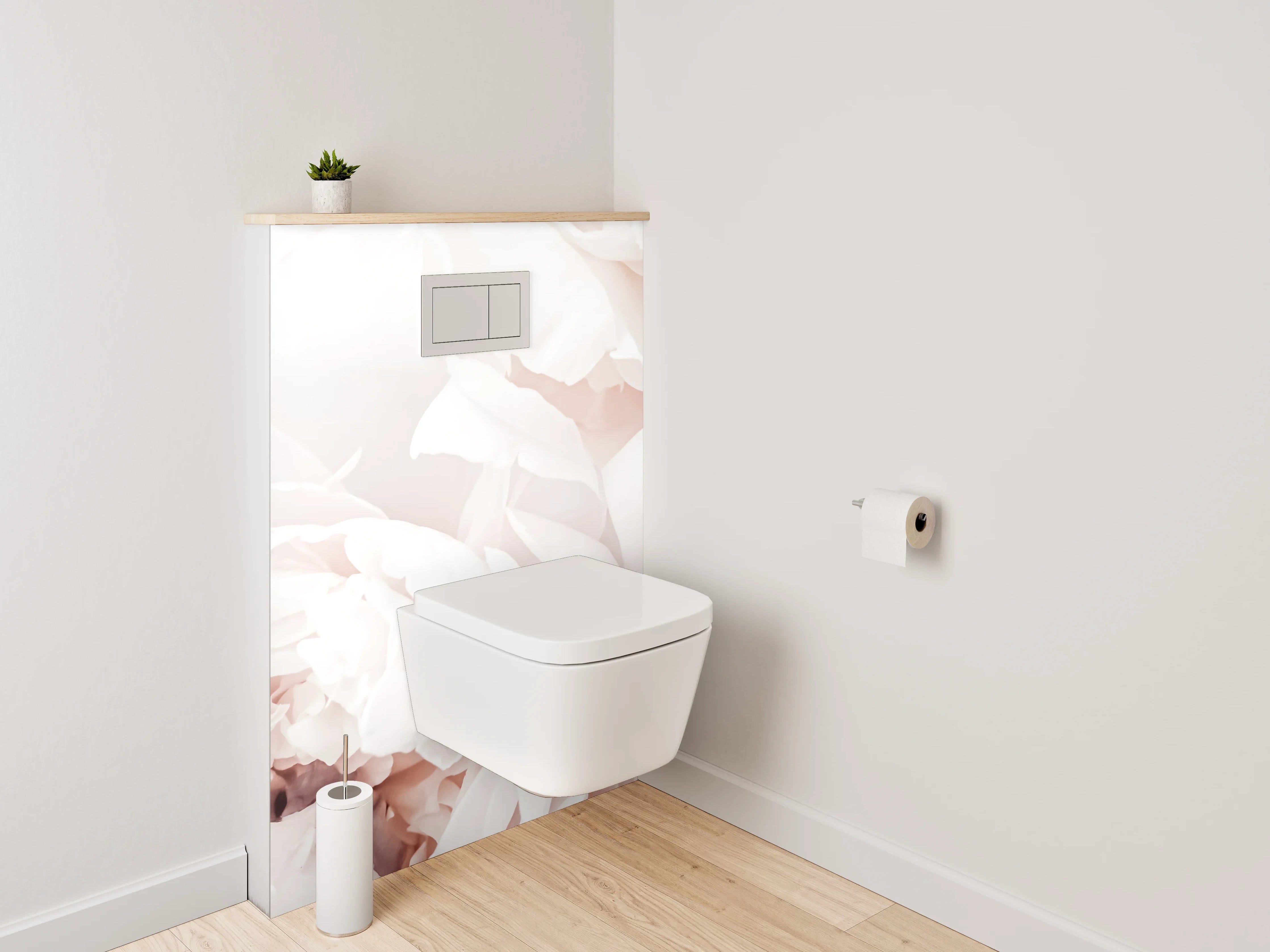 WC-Rückwand - Zarte weiße Pfingstrosen-Blüten