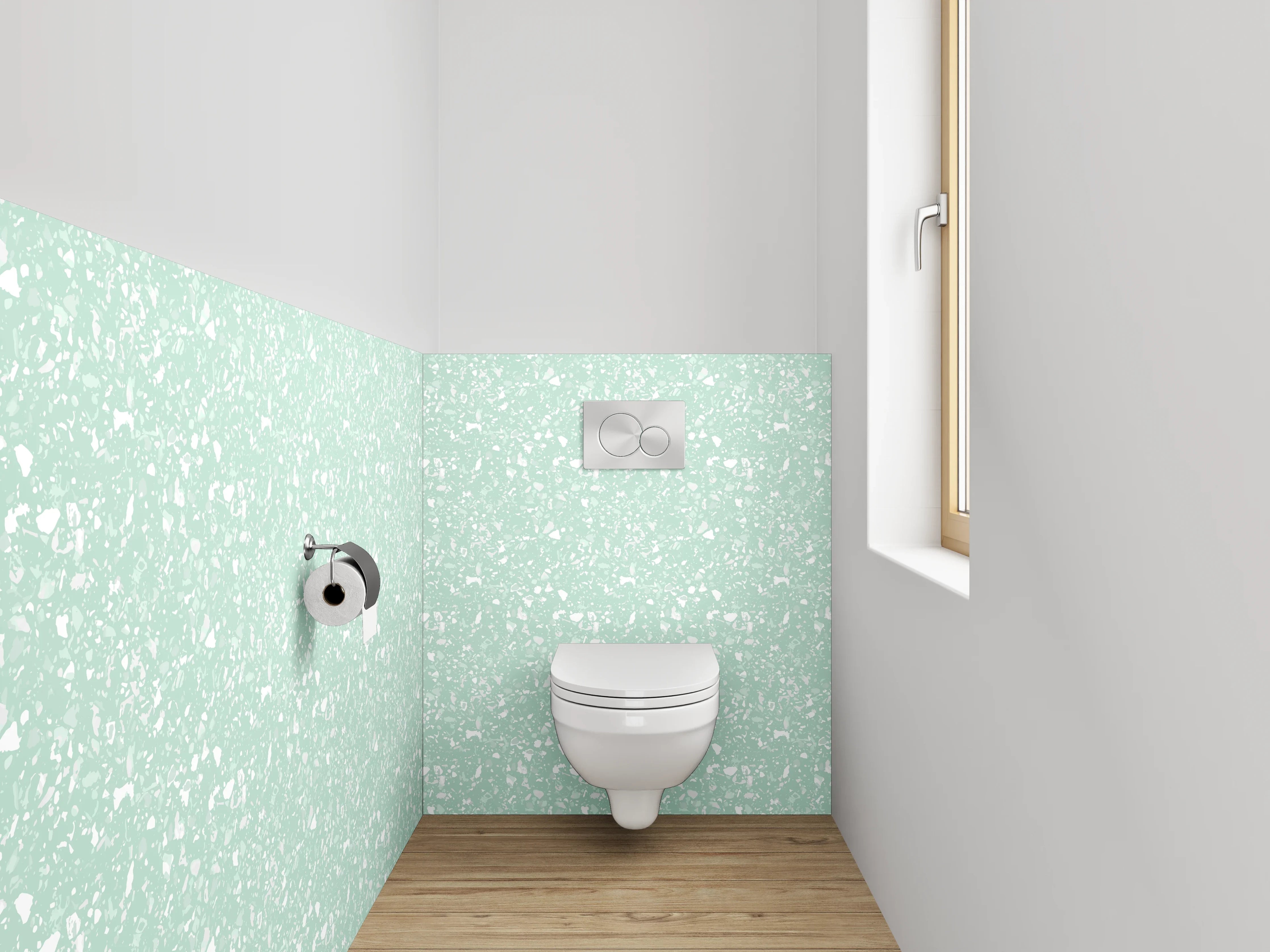 WC-Rückwand - Zartes Blättermuster Mintgrün