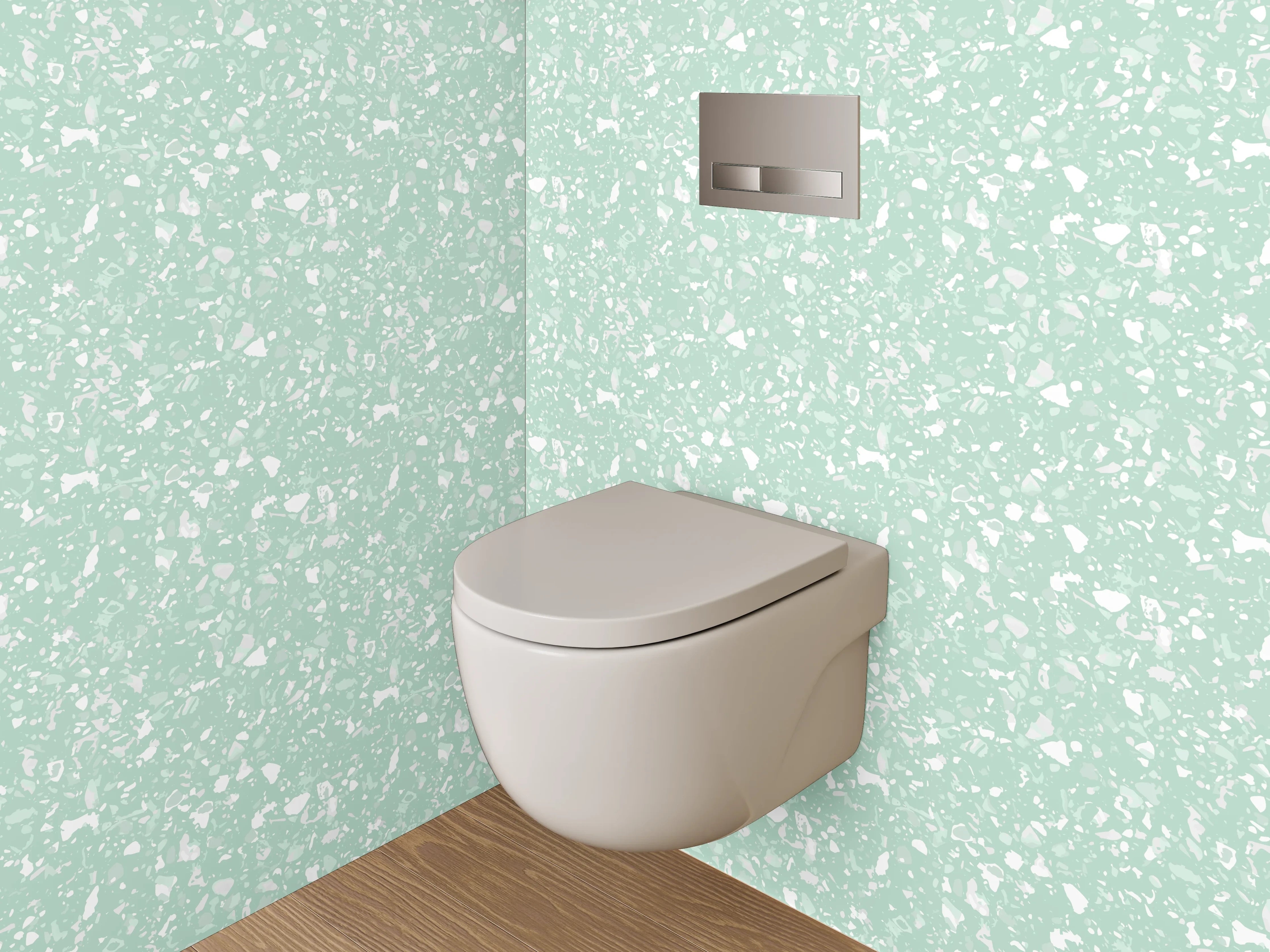WC-Rückwand - Zartes Blättermuster Mintgrün