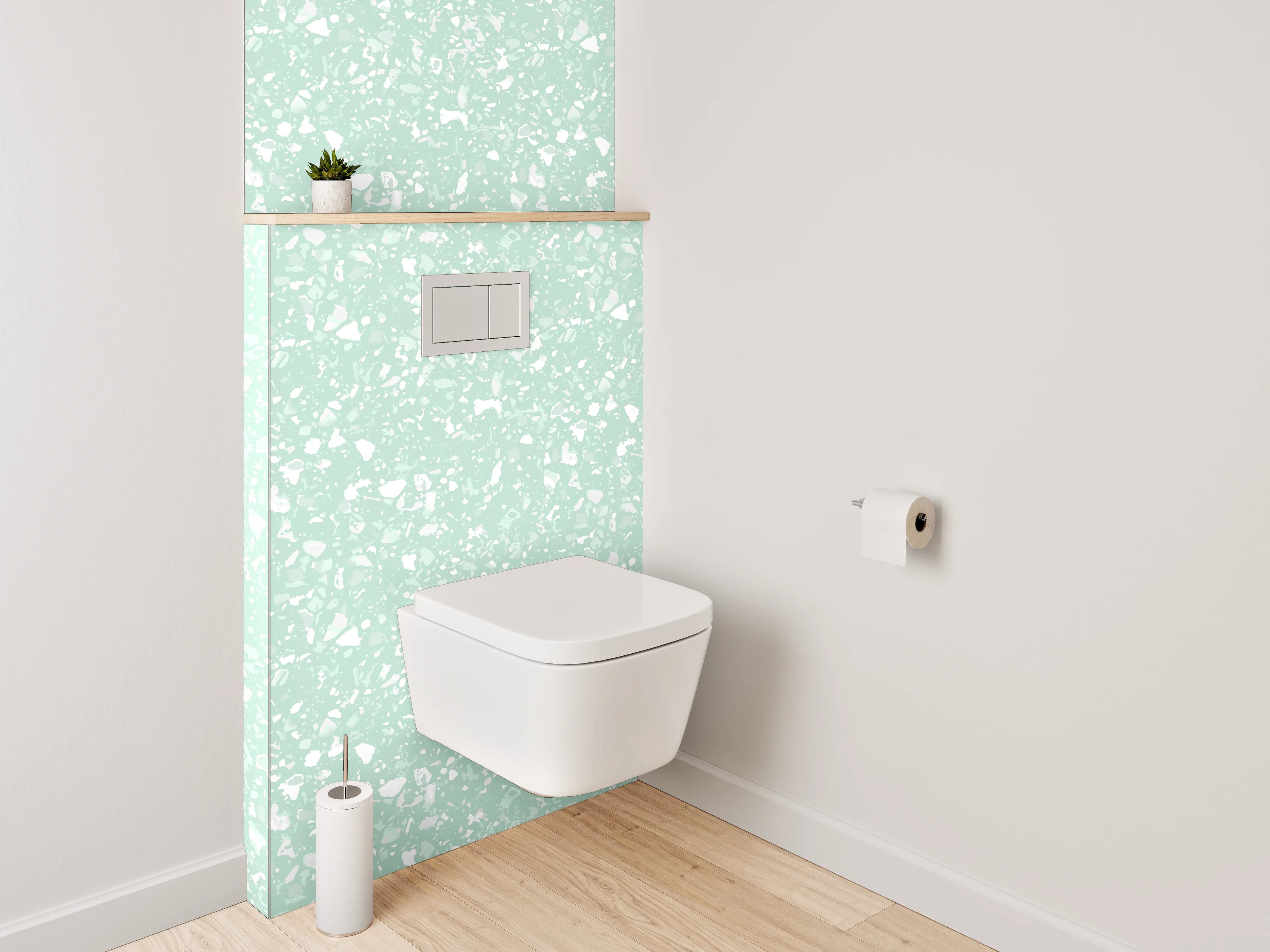 WC-Rückwand - Zartes Blättermuster Mintgrün