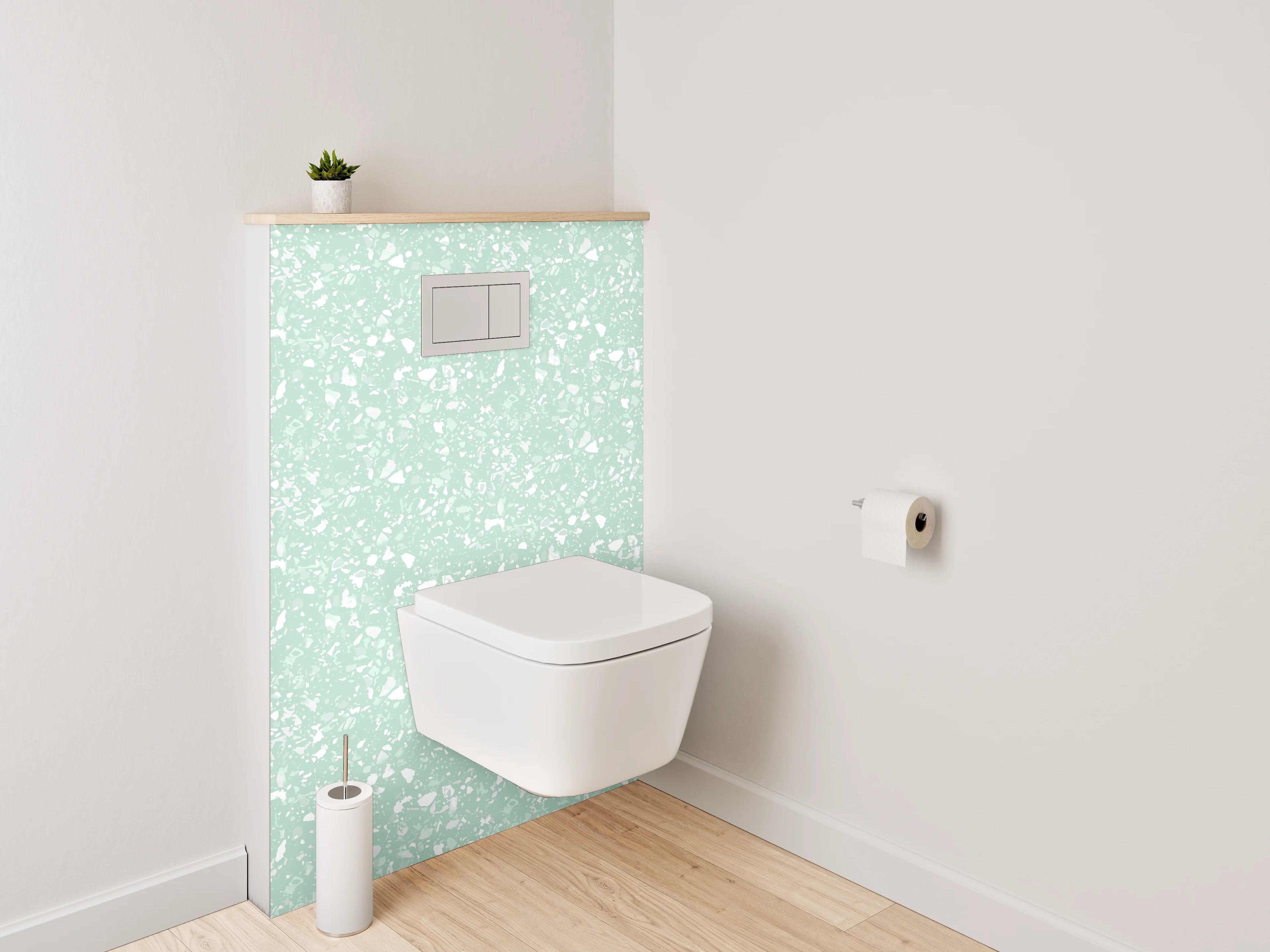 WC-Rückwand - Zartes Blättermuster Mintgrün