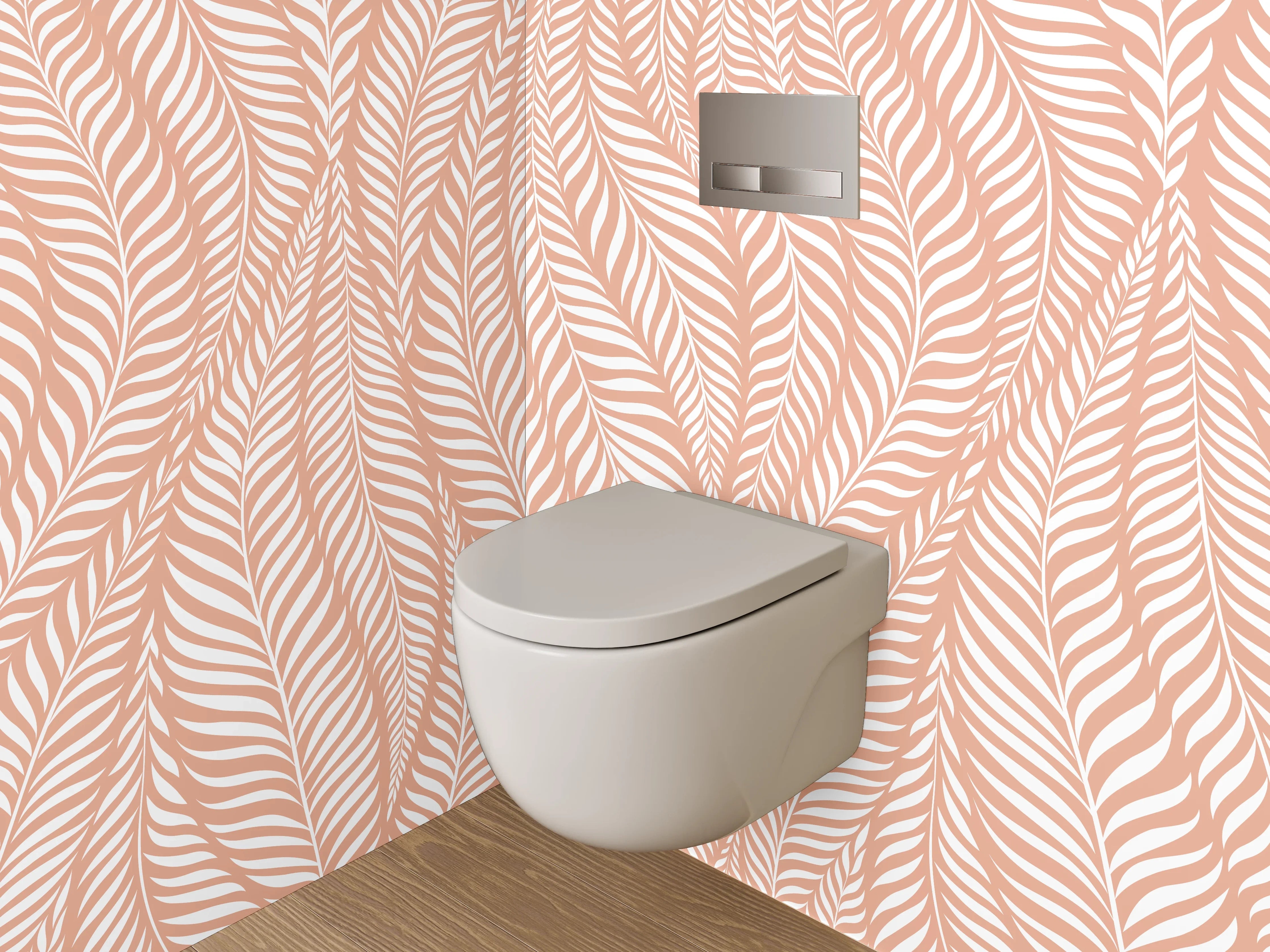 WC-Rückwand - Zartes Blattmuster Rosé Beige