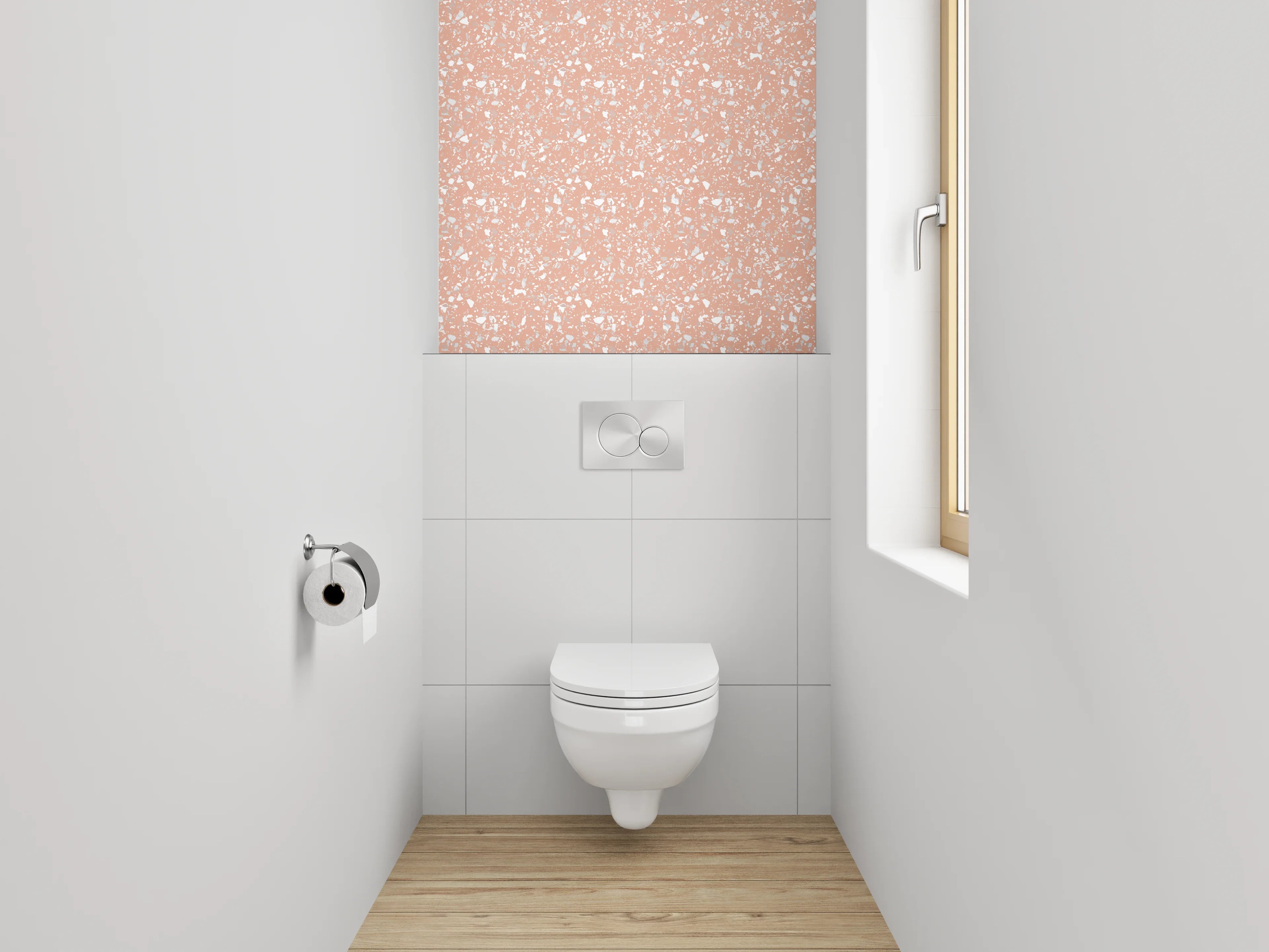 WC-Rückwand - Zartes Blumenmuster auf Altrosa