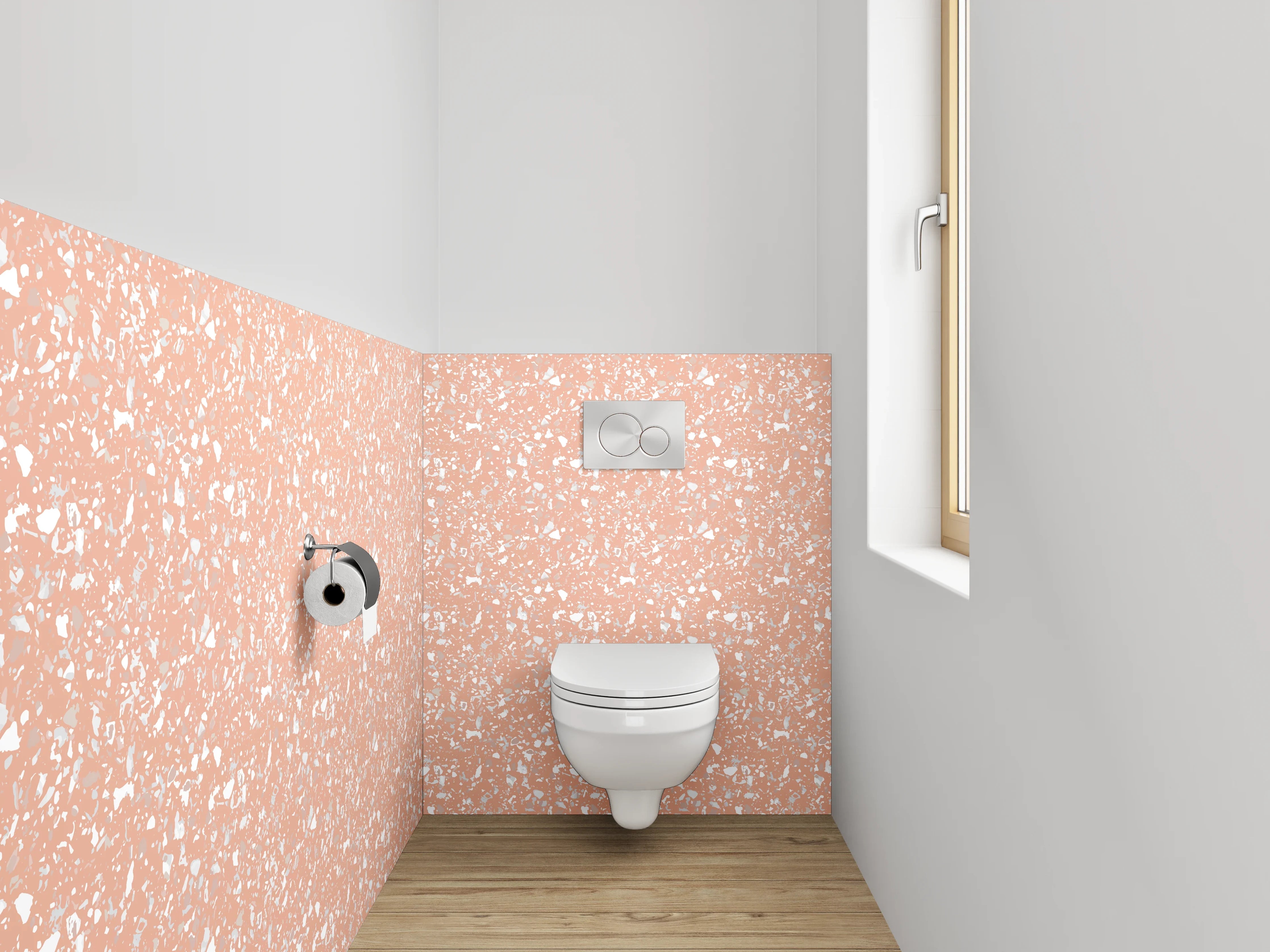 WC-Rückwand - Zartes Blumenmuster auf Altrosa