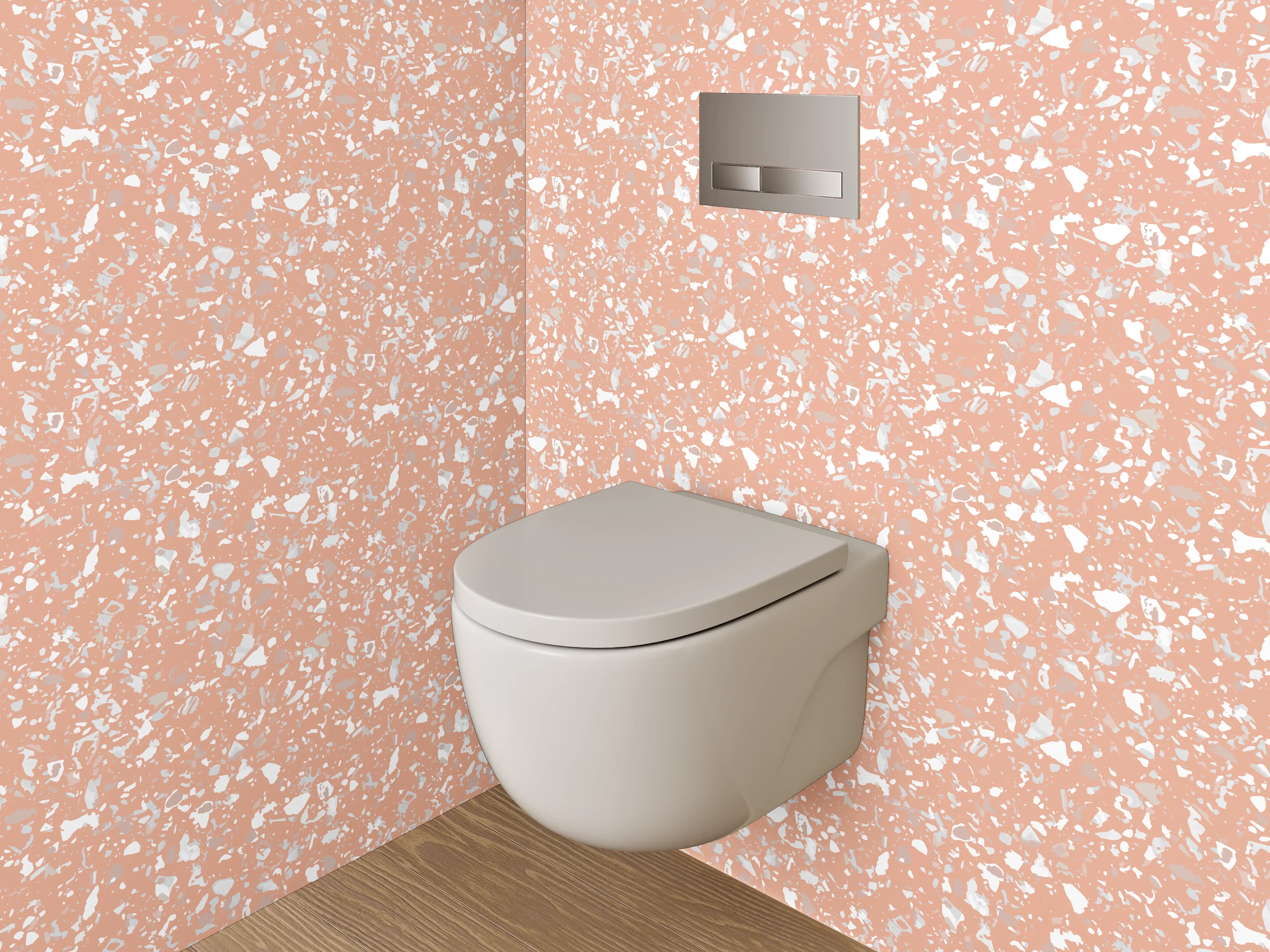 WC-Rückwand - Zartes Blumenmuster auf Altrosa