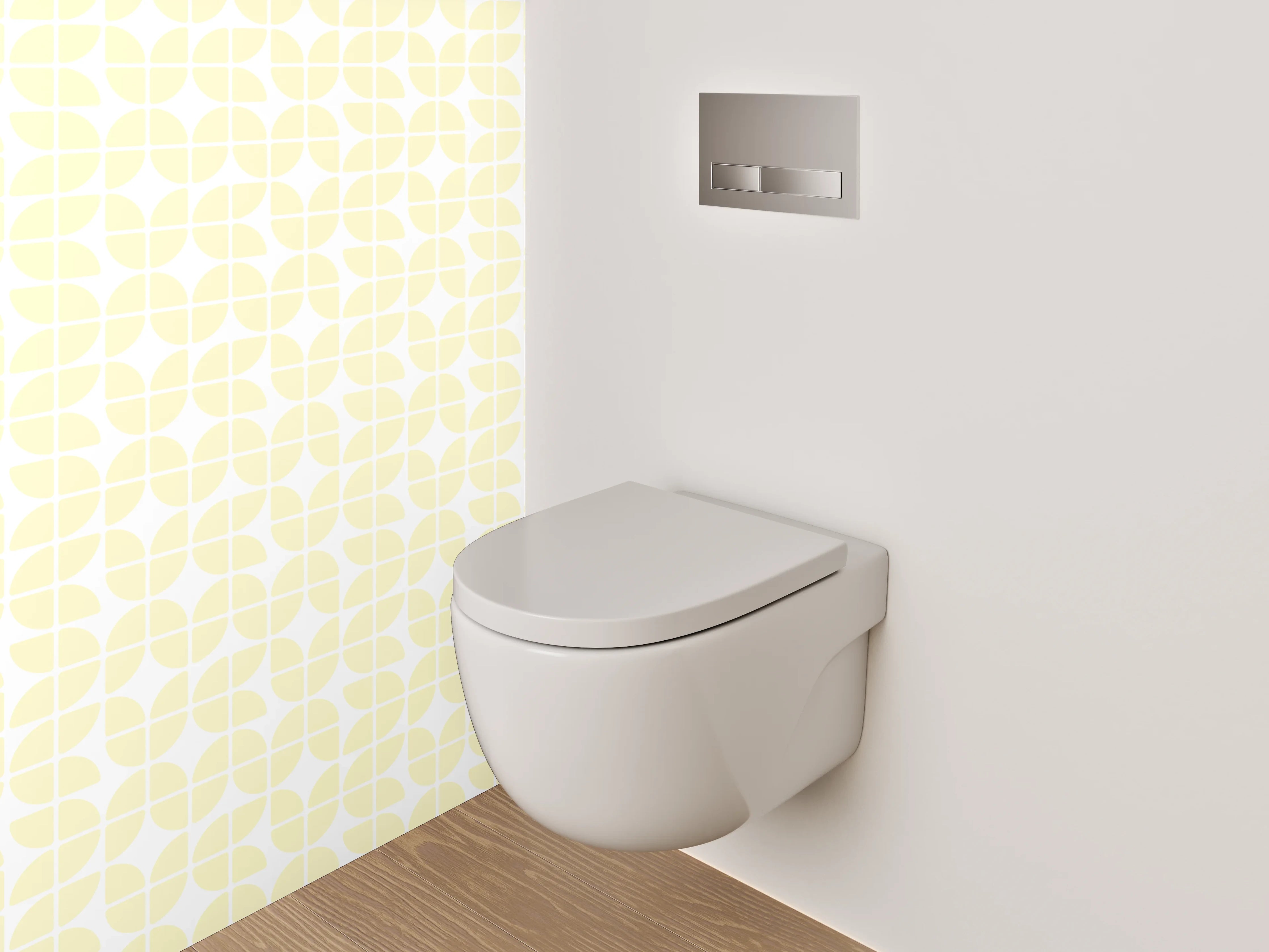 WC-Rückwand - Zartes Gelb Muster Tapete