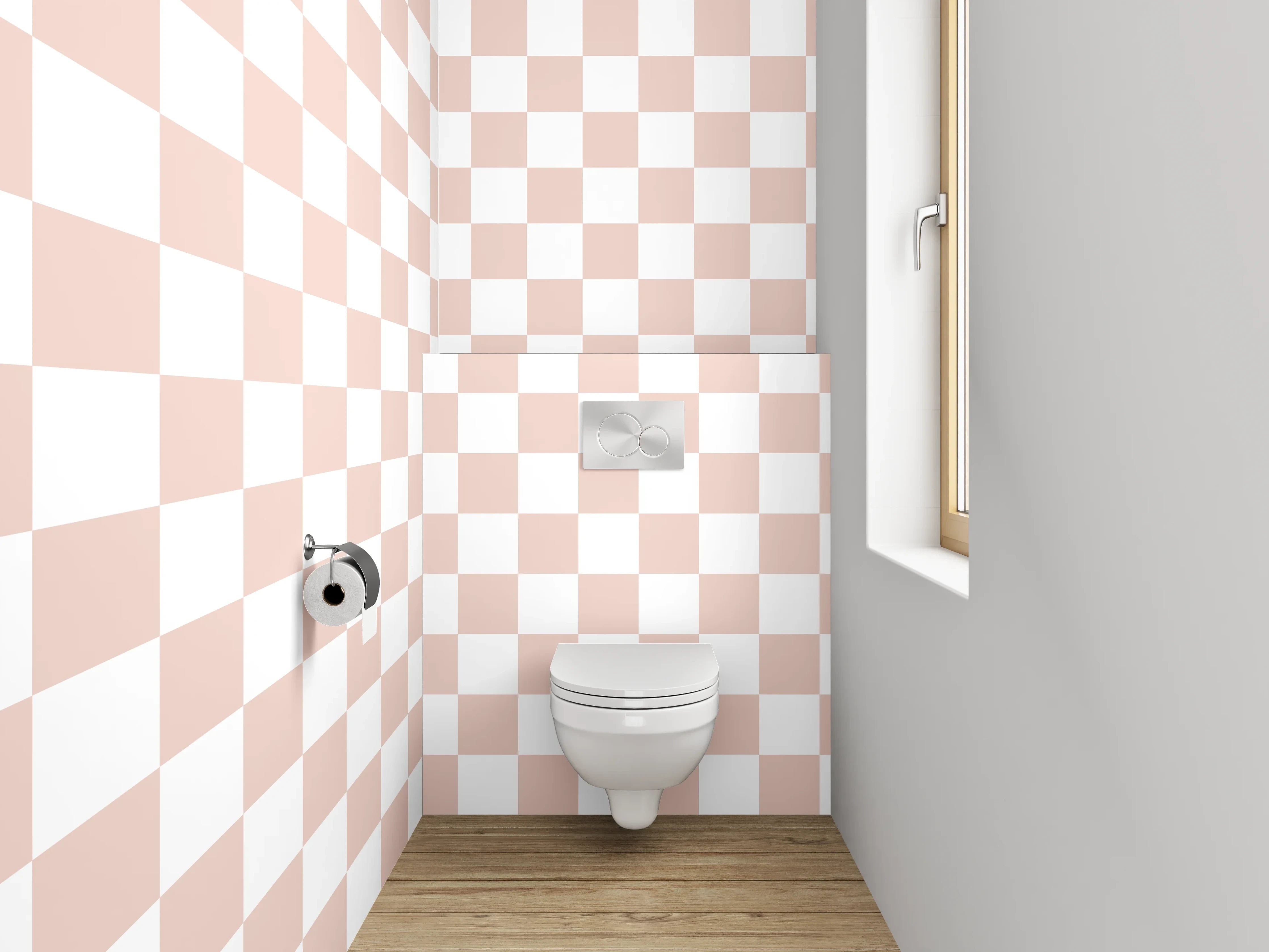 WC-Rückwand - Zartes Kachelmuster in Beige-Weiß