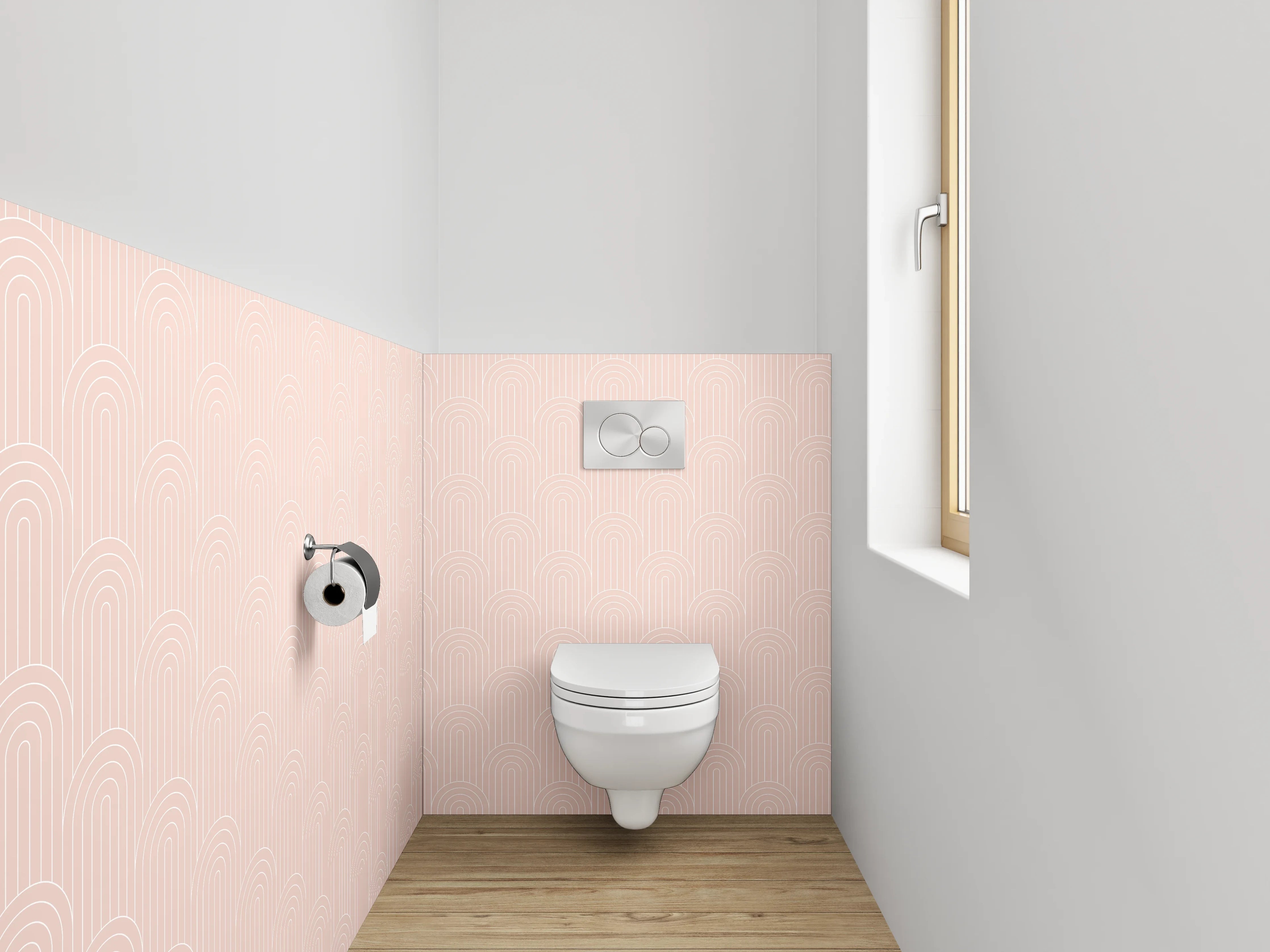 WC-Rückwand - Zartes Wellenmuster Rosa-Beige