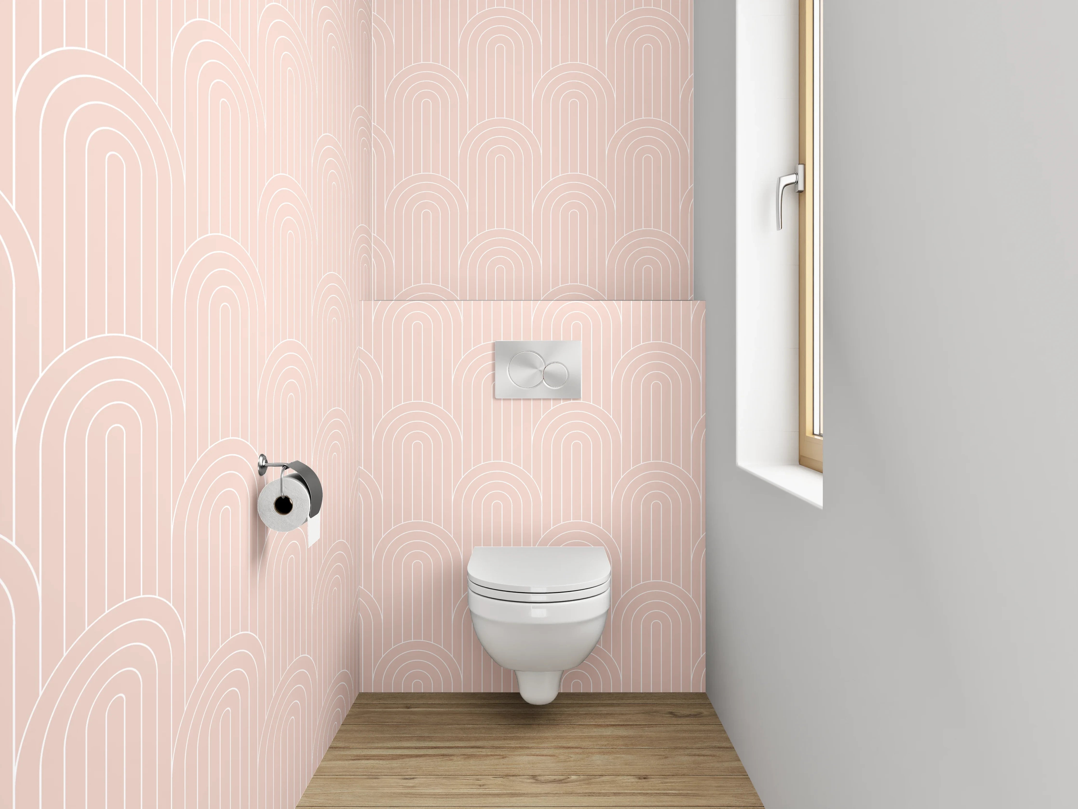WC-Rückwand - Zartes Wellenmuster Rosa-Beige
