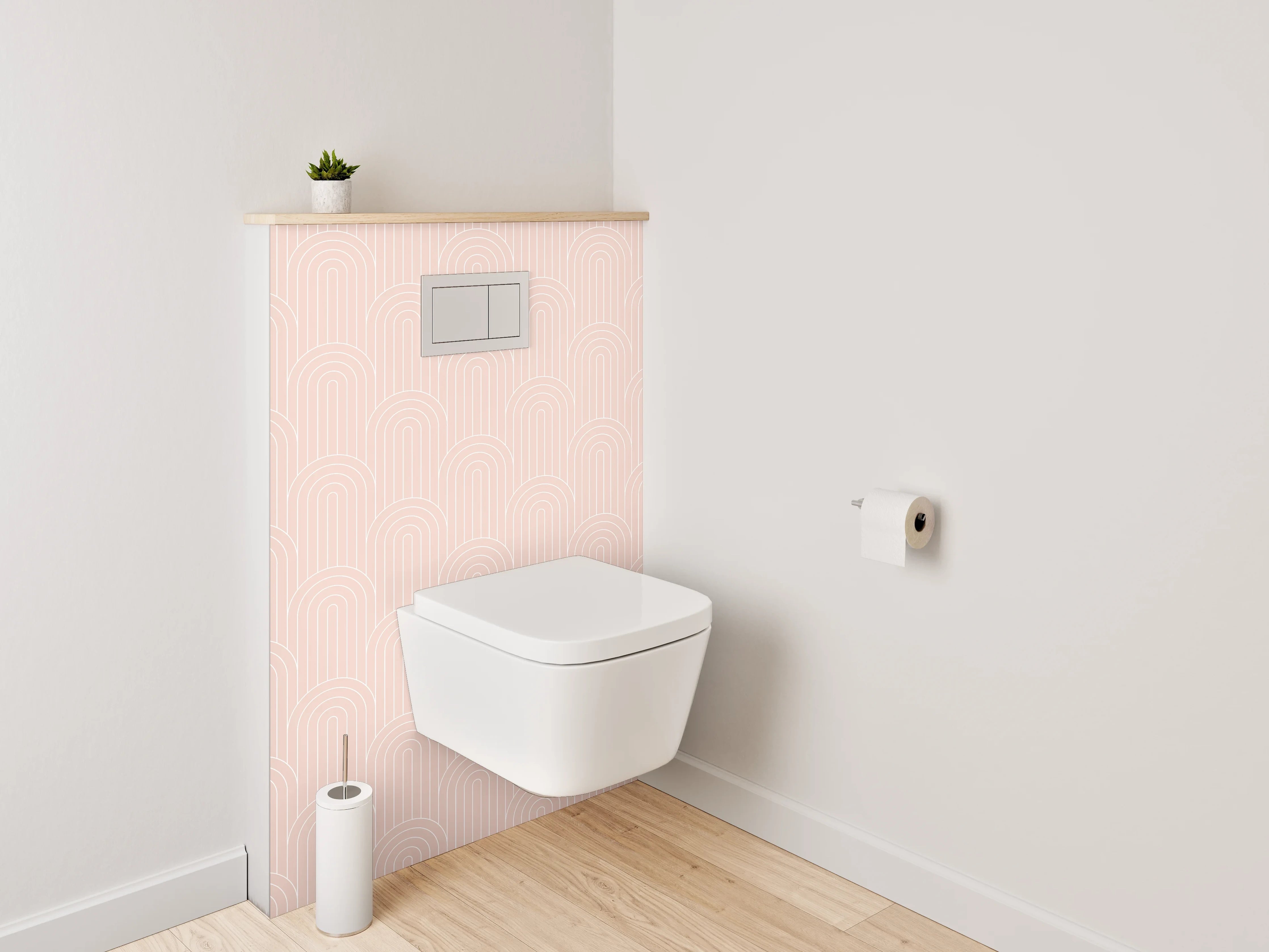 WC-Rückwand - Zartes Wellenmuster Rosa-Beige