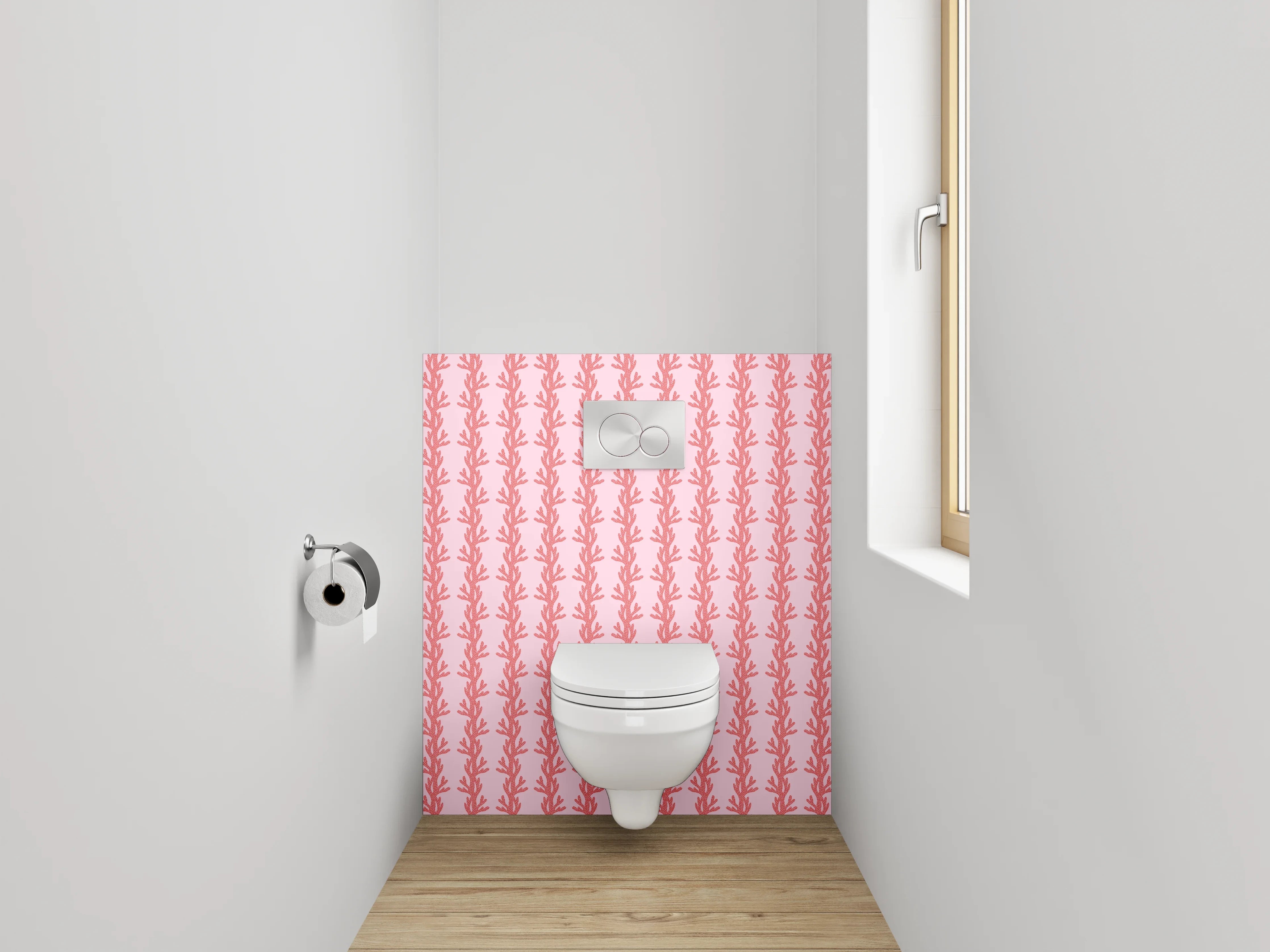 WC-Rückwand - Zartes botanisches Muster rosa