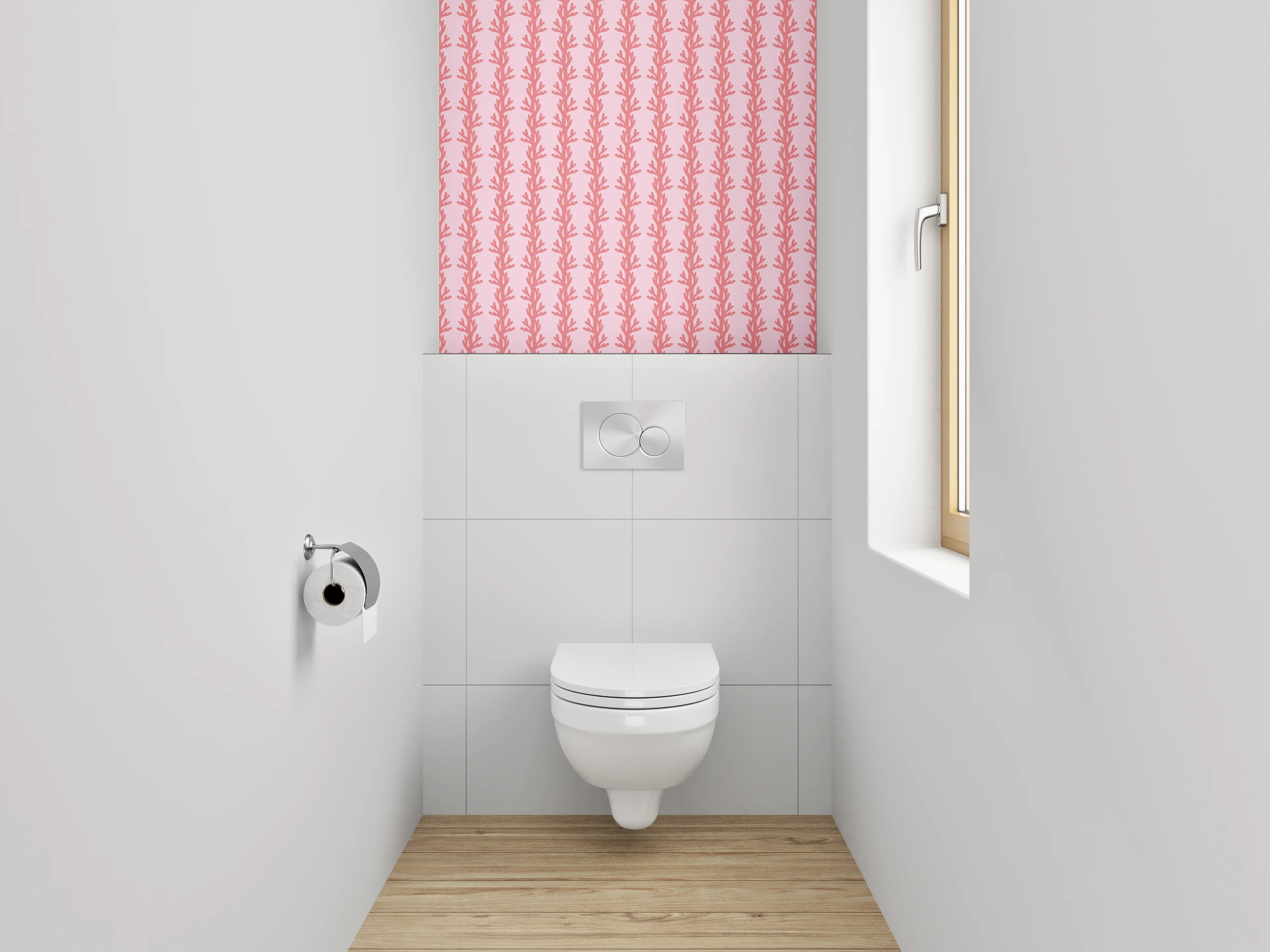 WC-Rückwand - Zartes botanisches Muster rosa