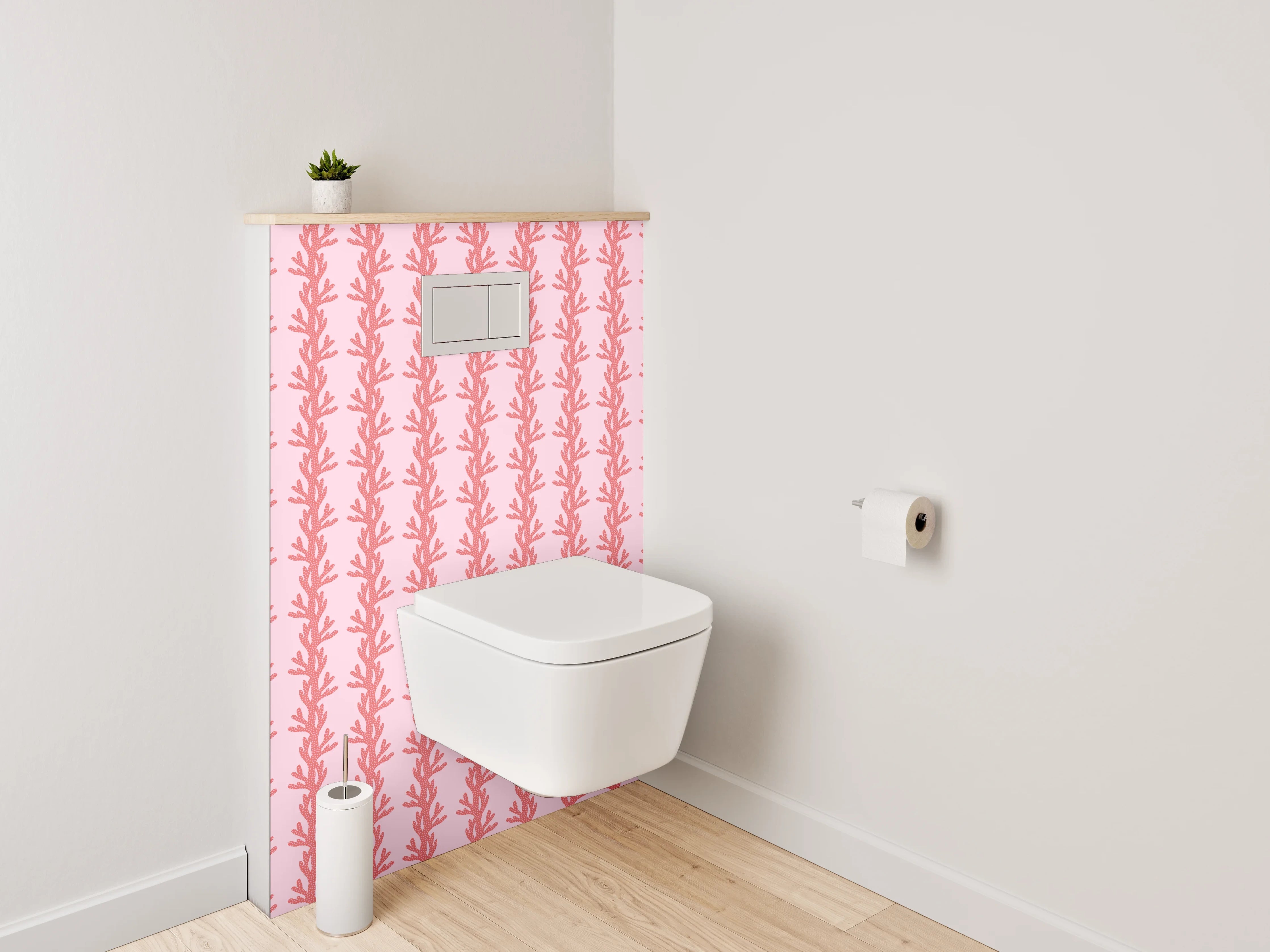 WC-Rückwand - Zartes botanisches Muster rosa