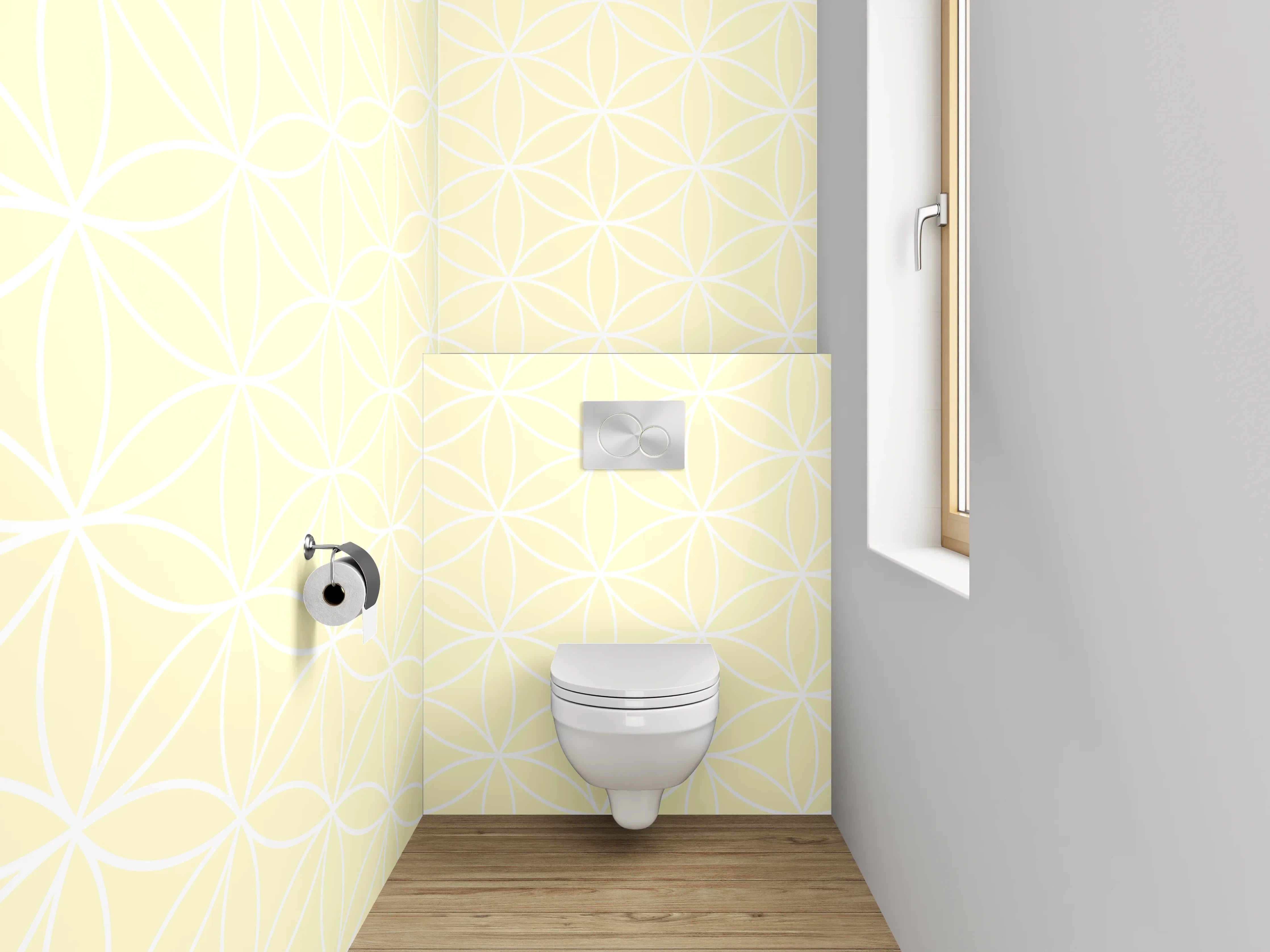 WC-Rückwand - Zartes gelbes Geometrie-Muster