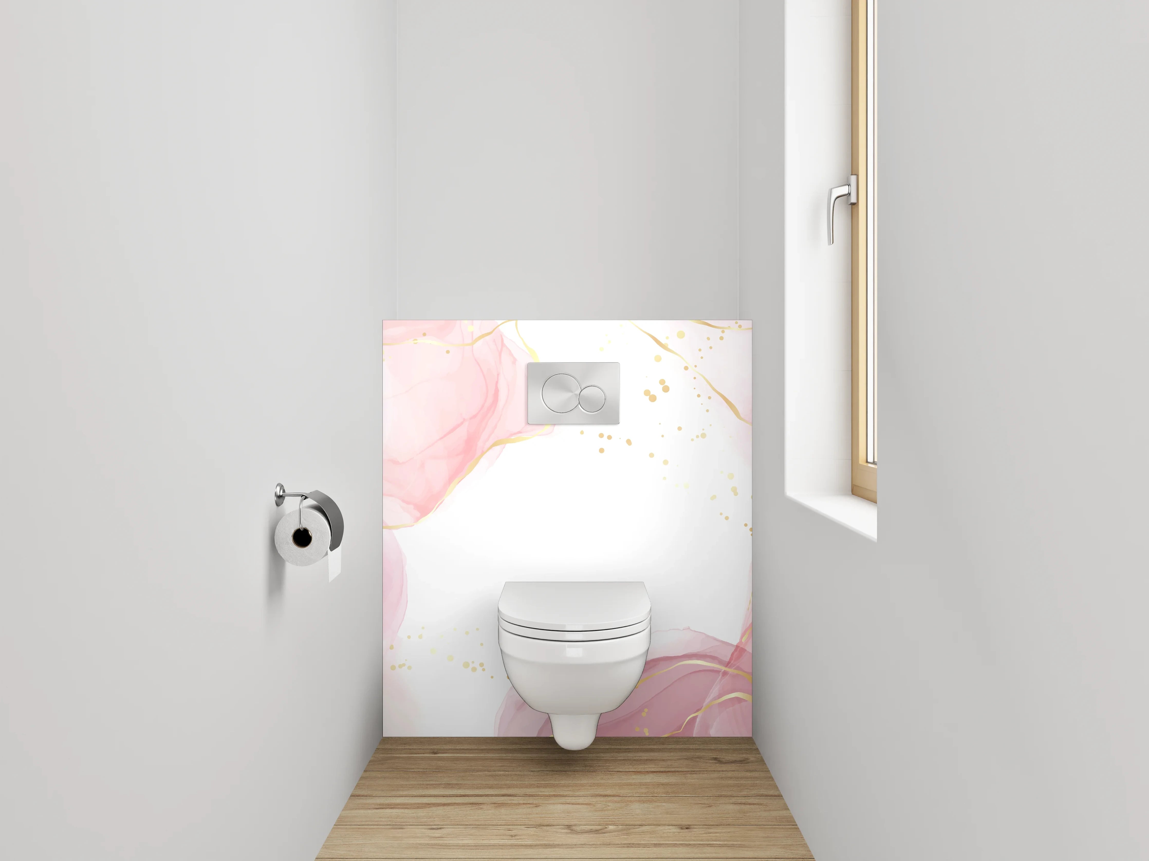 WC-Rückwand - Zartgrau Roségold Marmortraum