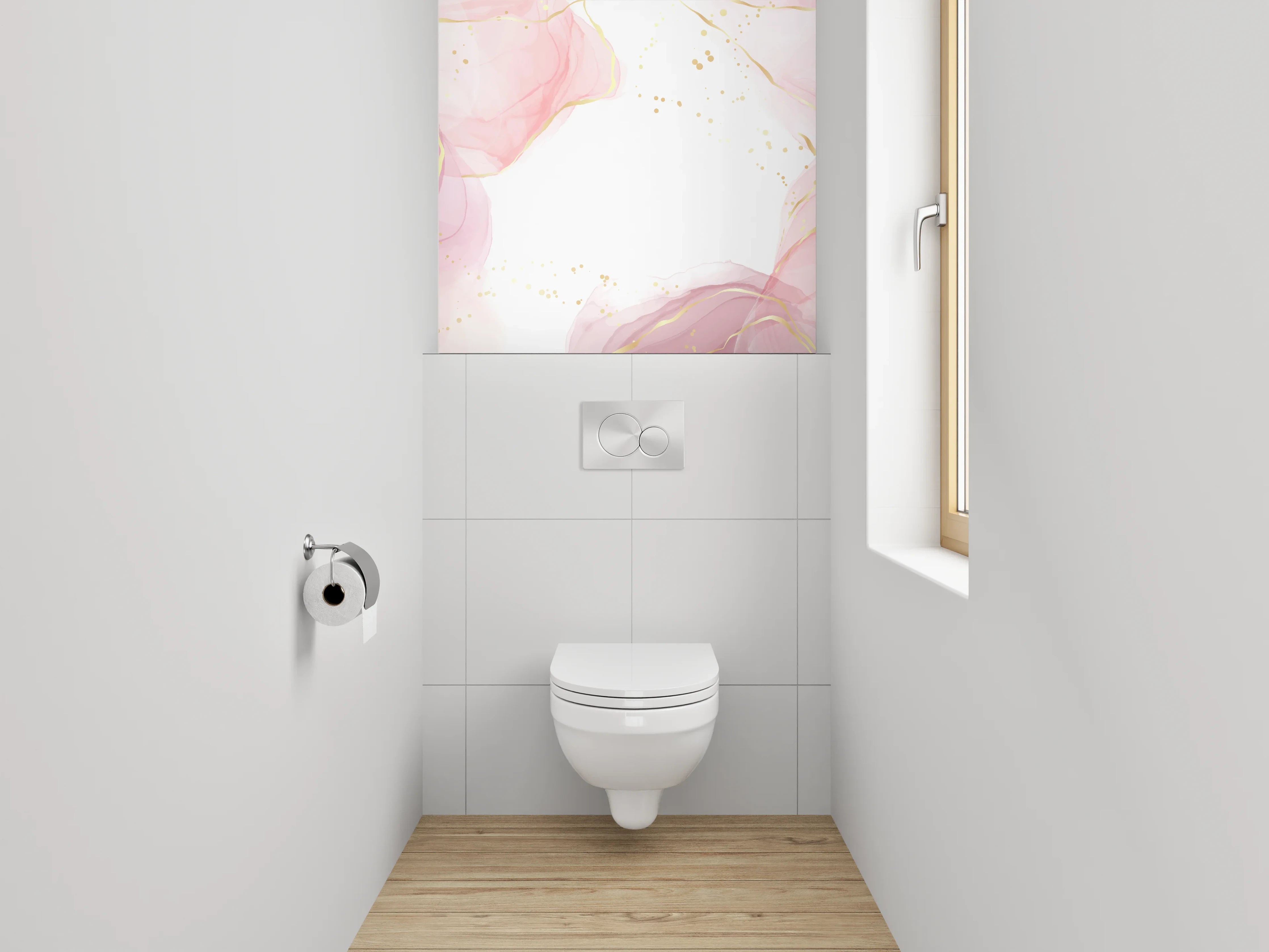 WC-Rückwand - Zartgrau Roségold Marmortraum