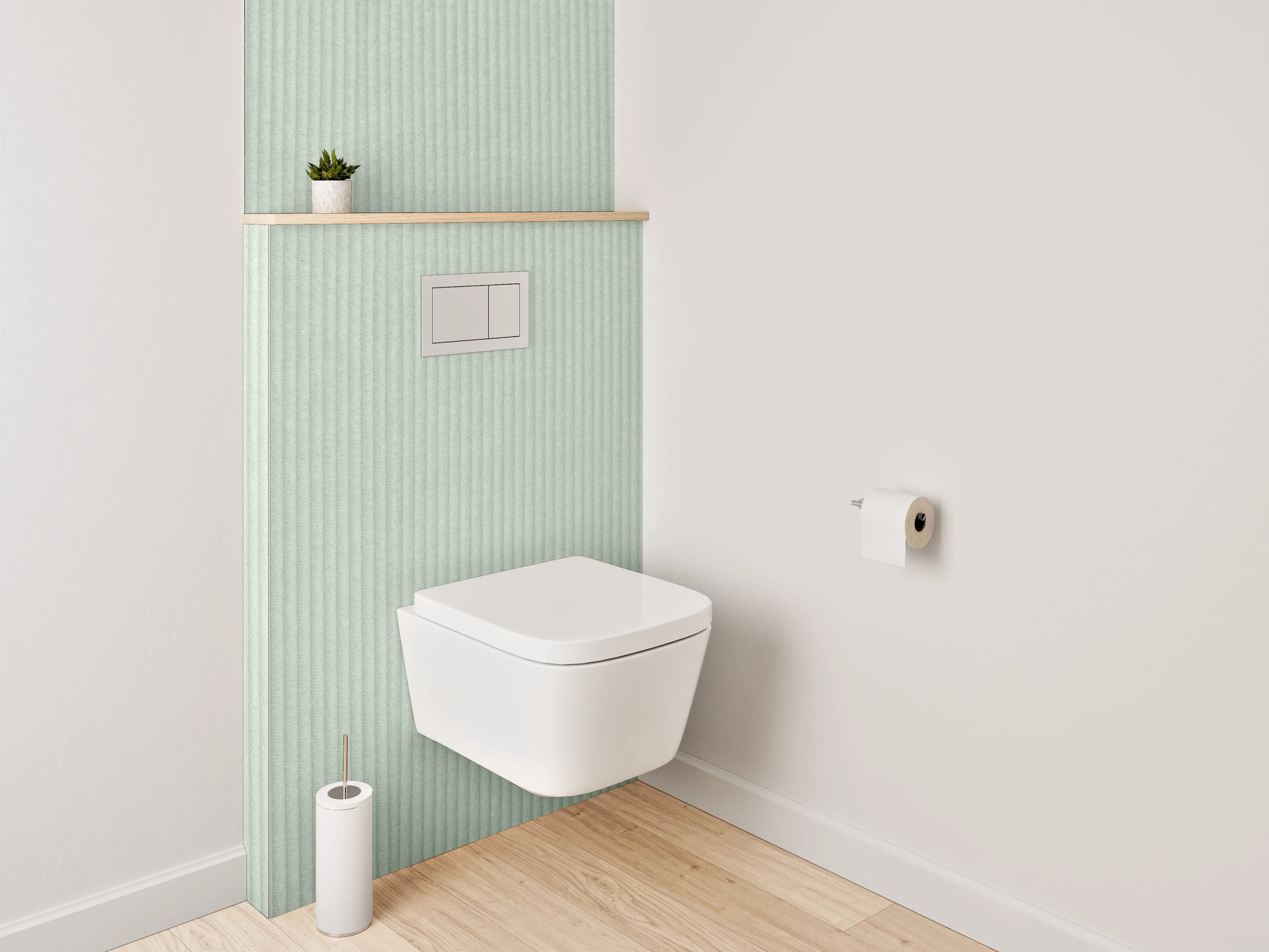 WC-Rückwand - Zartgrüne Struktur Tapete modern