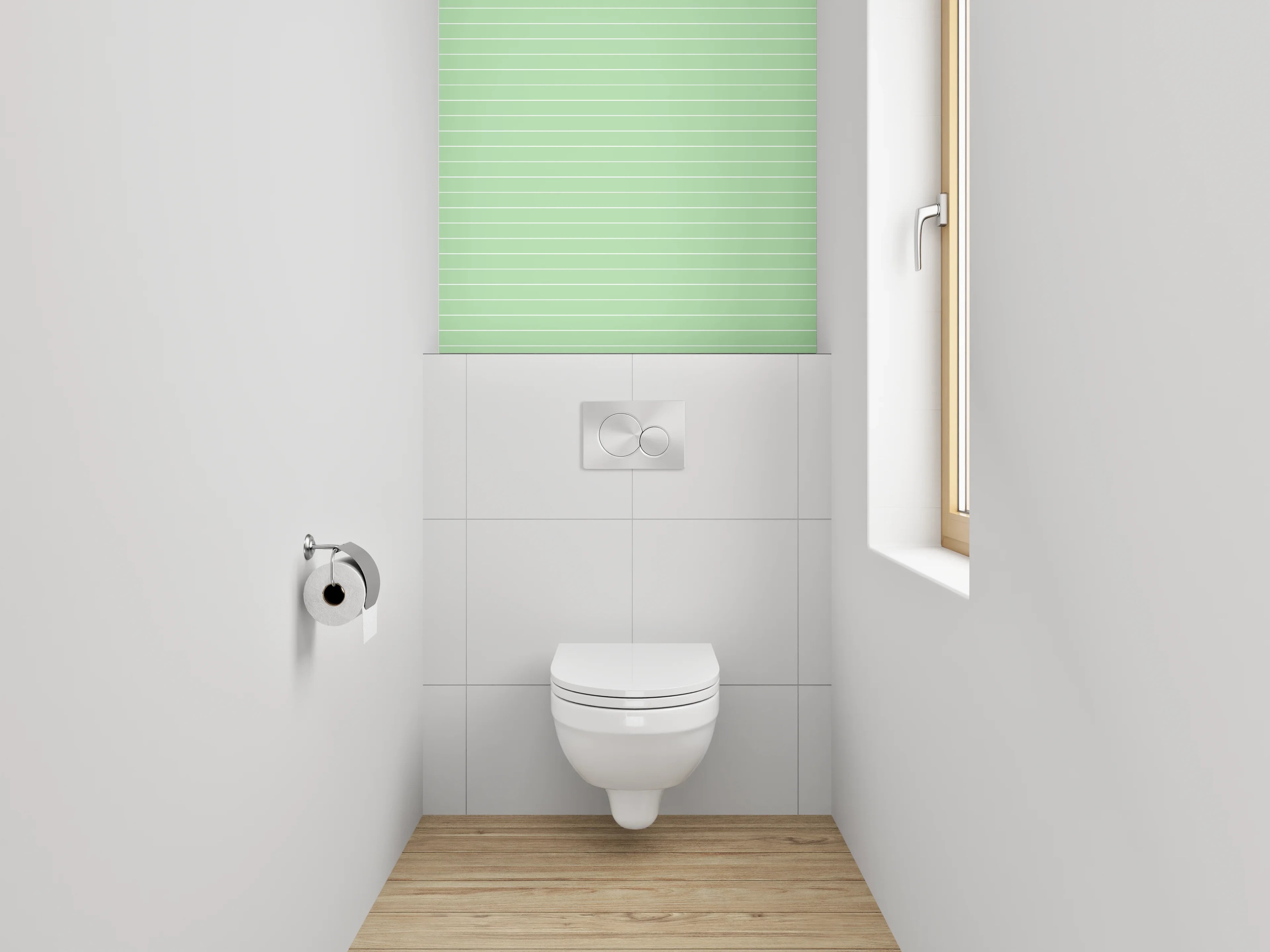 WC-Rückwand - Zartgrünes Linienmuster Modern
