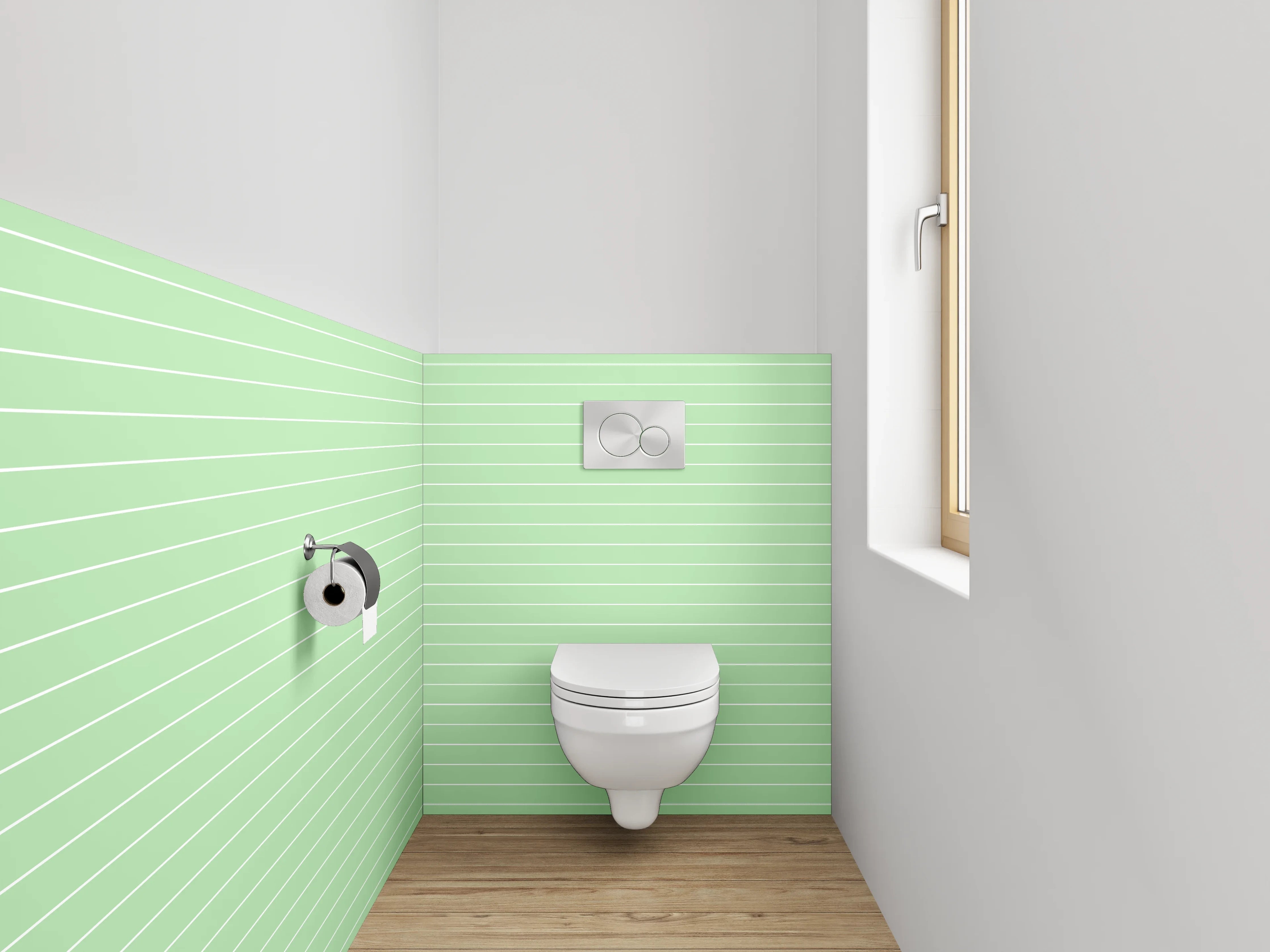 WC-Rückwand - Zartgrünes Linienmuster Modern