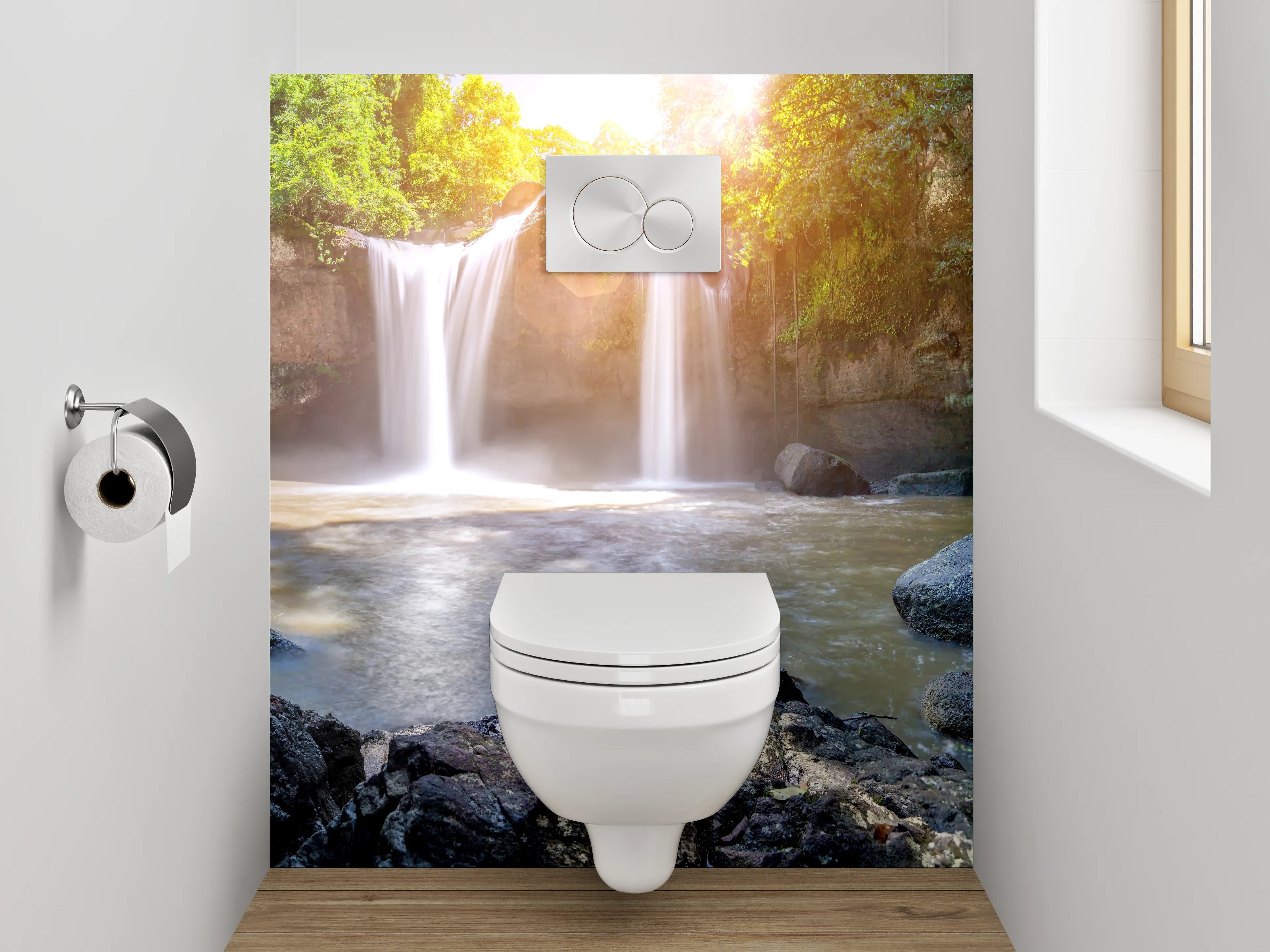 WC-Rückwand - Zauberhafte Wasserfall-Oase Natur