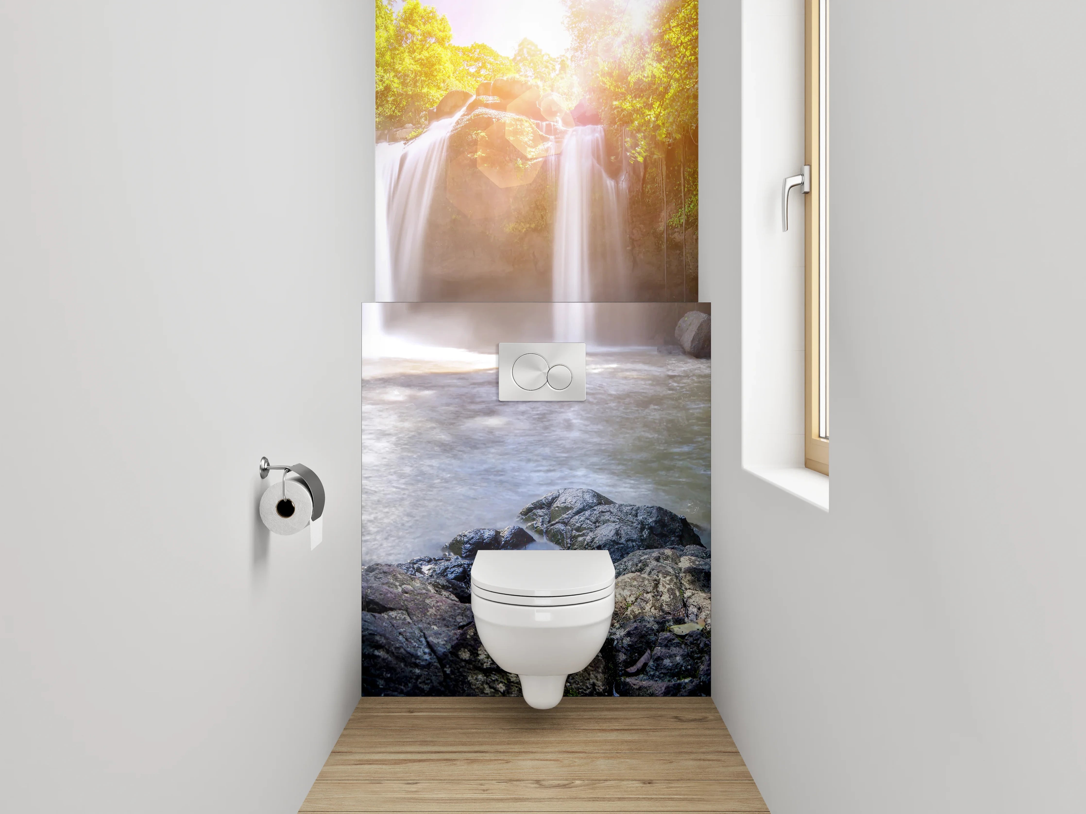 WC-Rückwand - Zauberhafte Wasserfall-Oase Natur