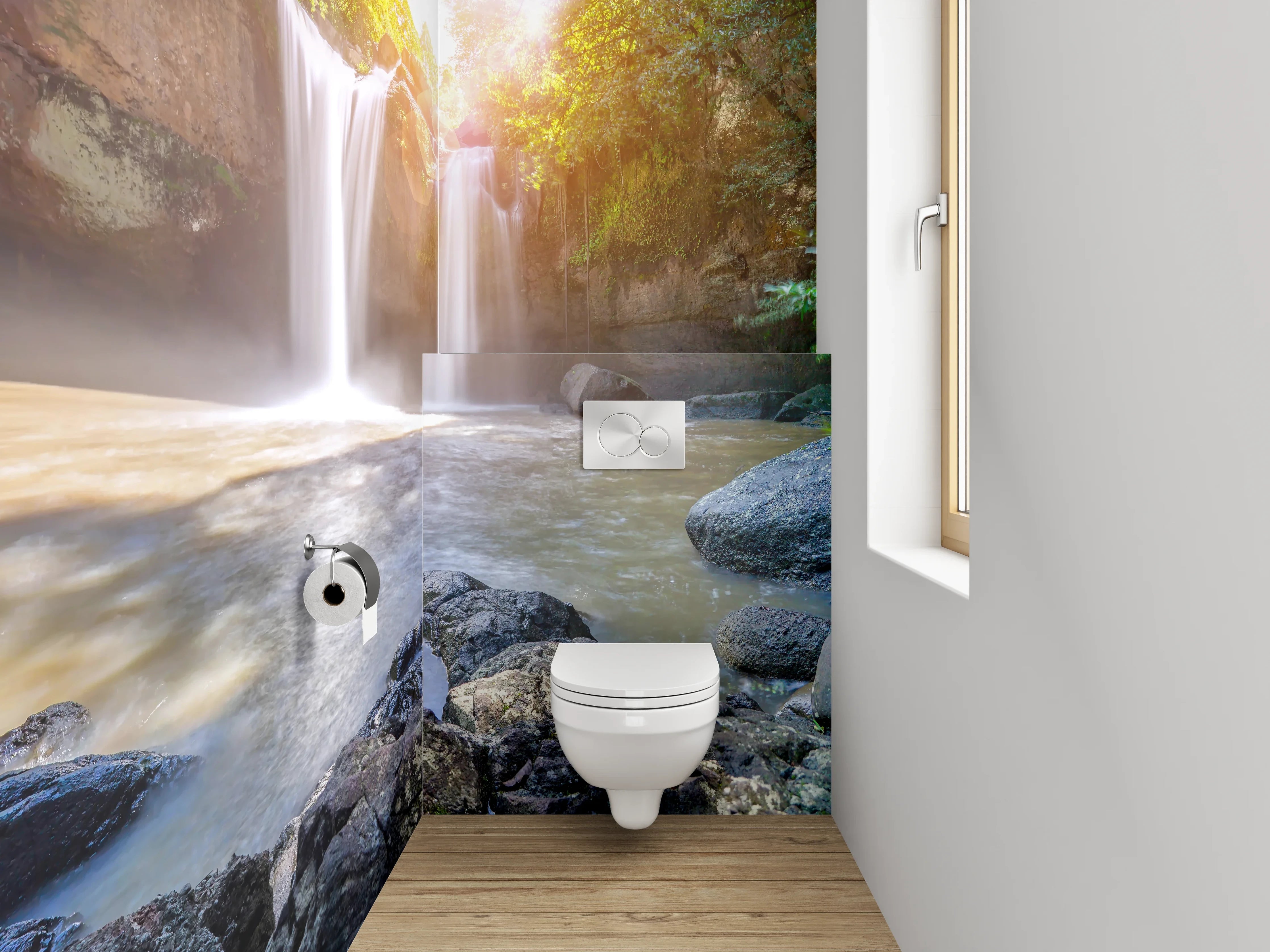 WC-Rückwand - Zauberhafte Wasserfall-Oase Natur