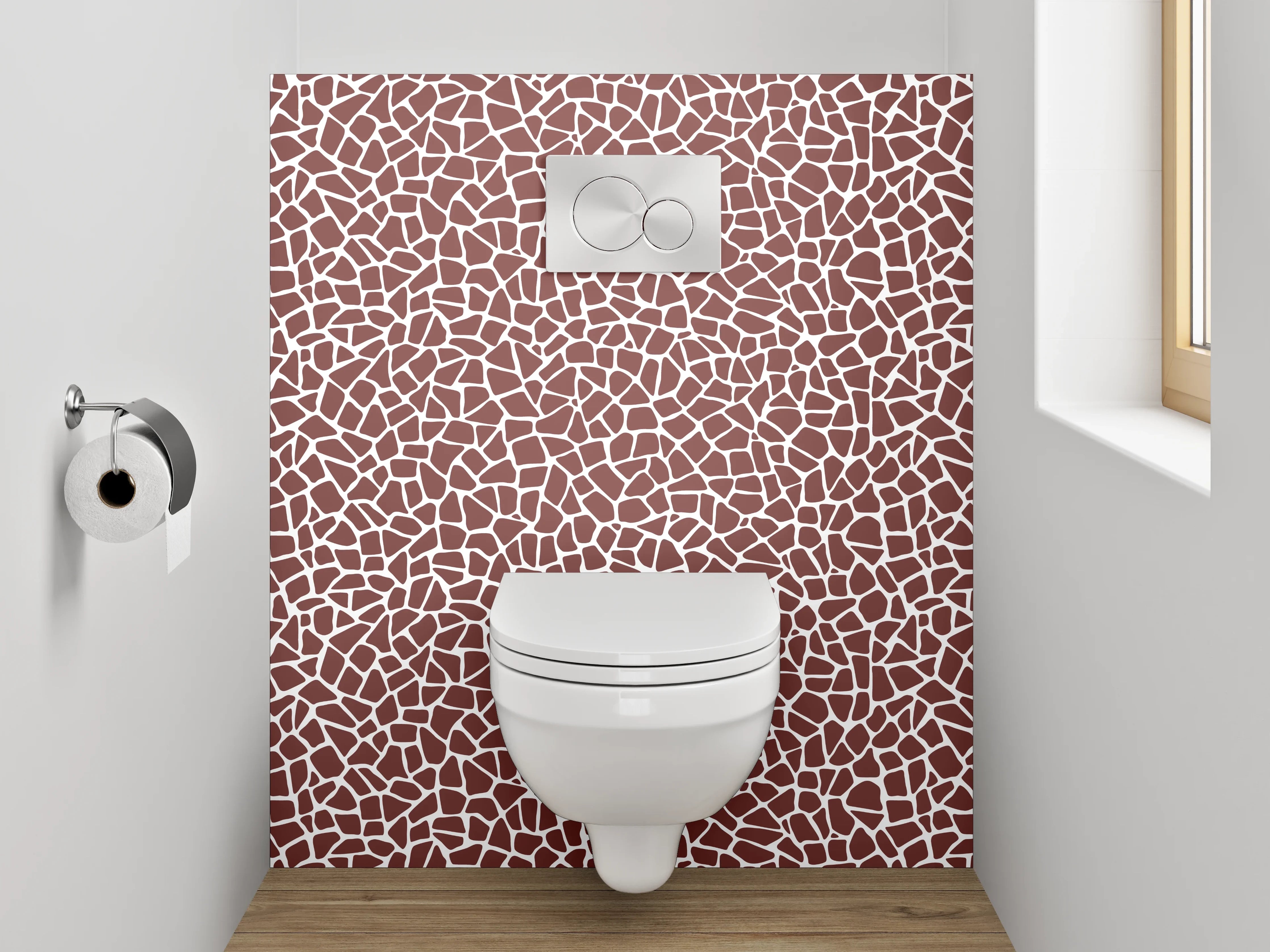 WC-Rückwand - Zeitloses Mosaik in Braun, Weiß und Grau