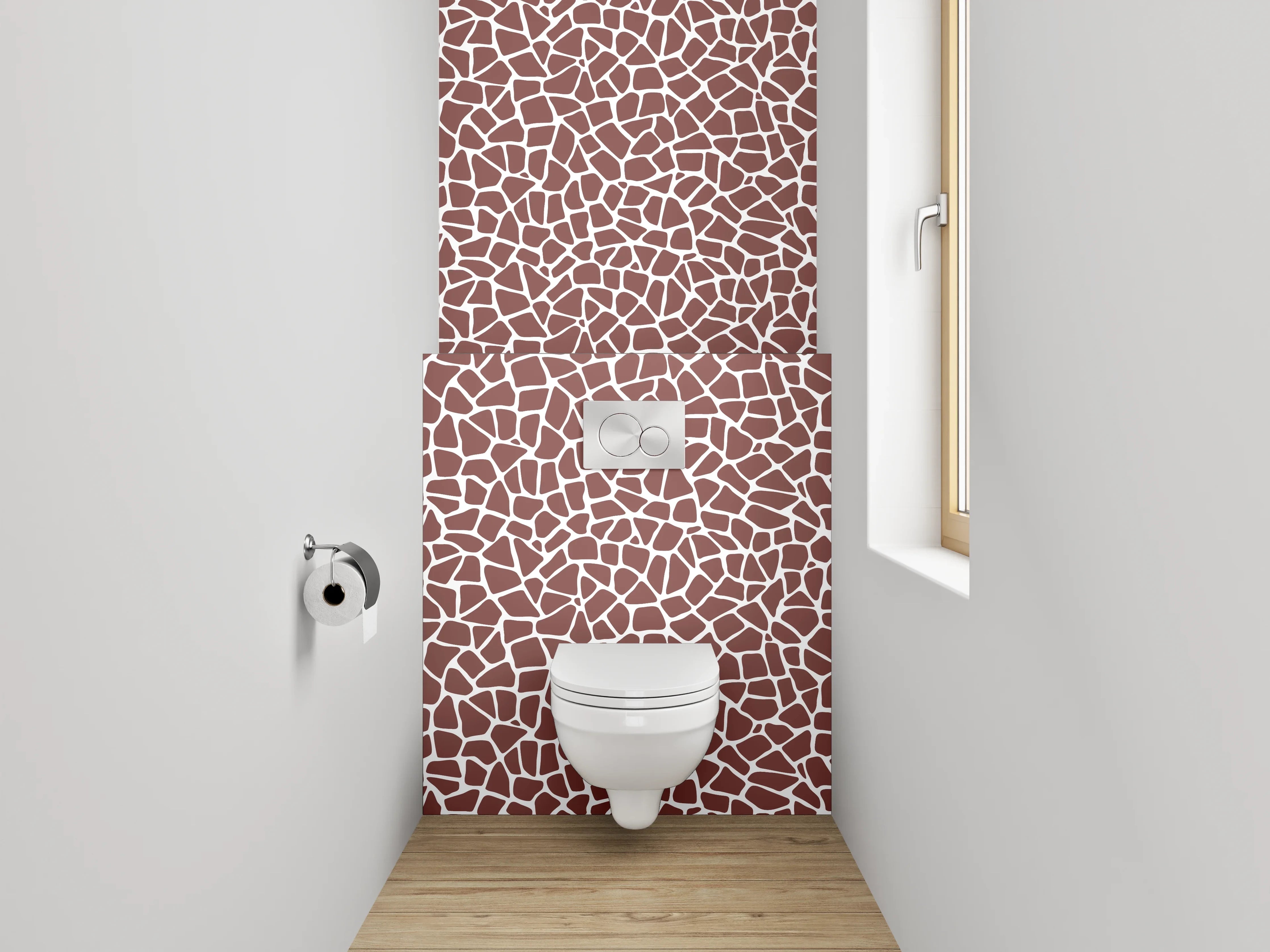 WC-Rückwand - Zeitloses Mosaik in Braun, Weiß und Grau