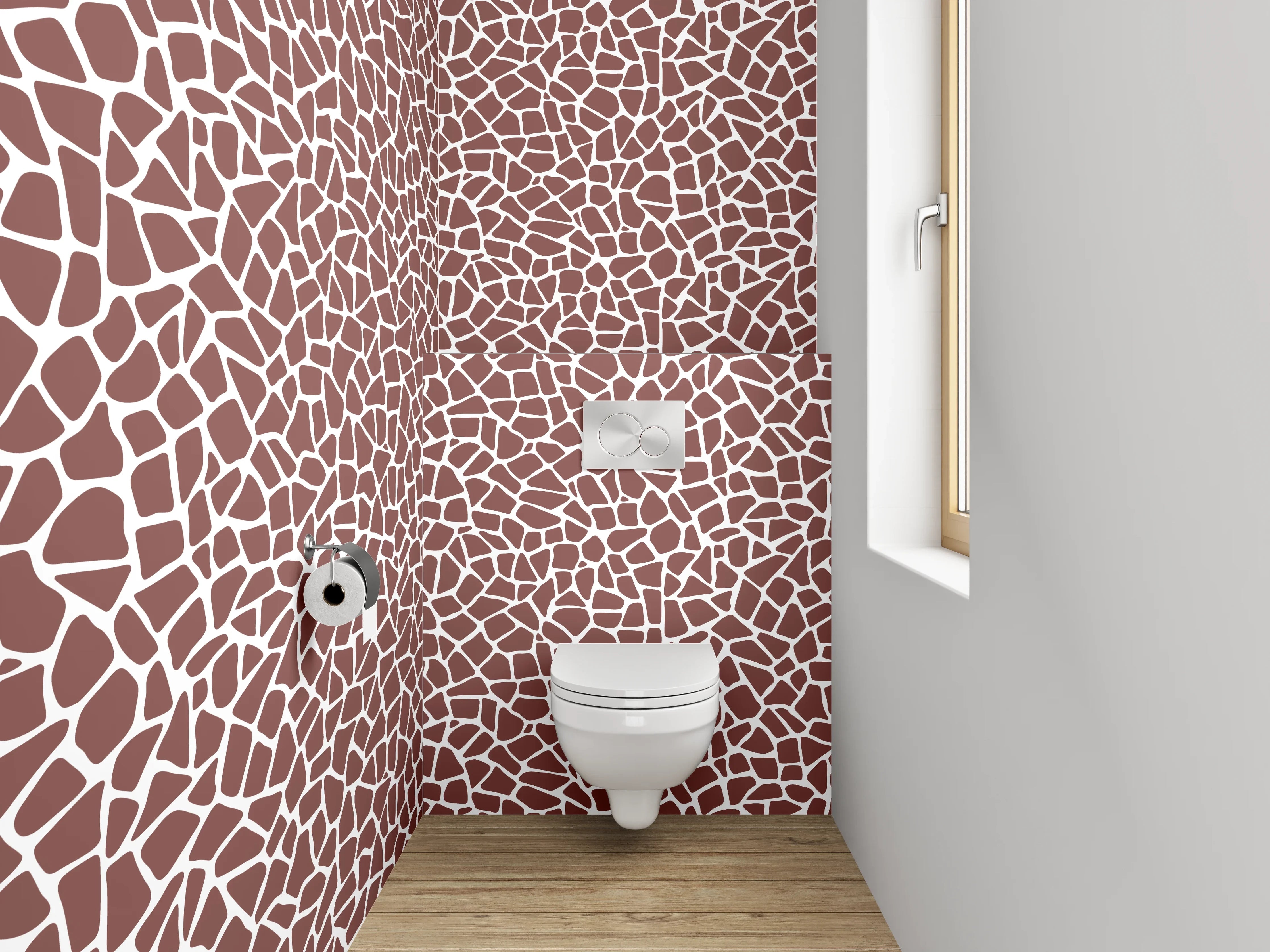 WC-Rückwand - Zeitloses Mosaik in Braun, Weiß und Grau