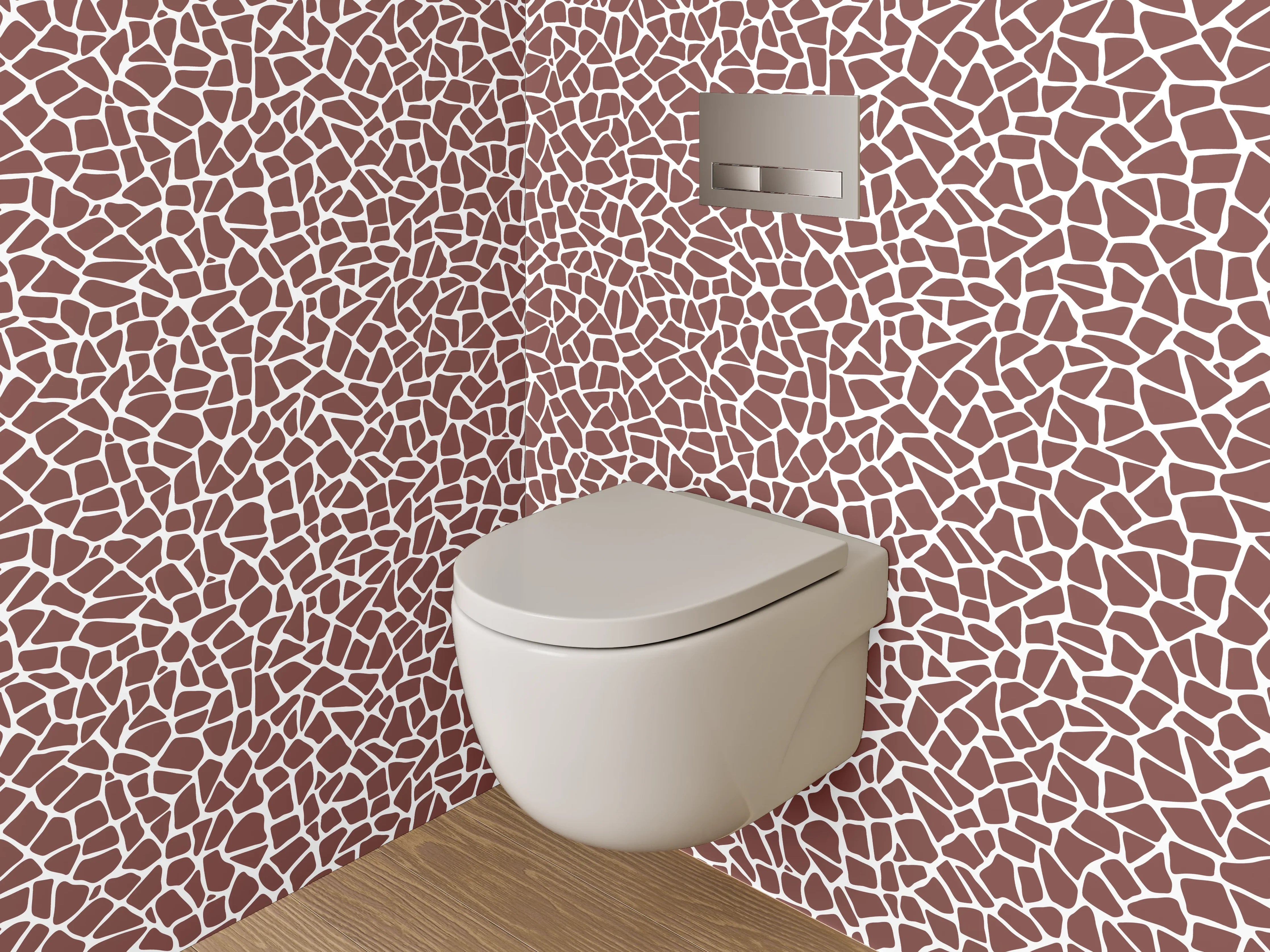 WC-Rückwand - Zeitloses Mosaik in Braun, Weiß und Grau