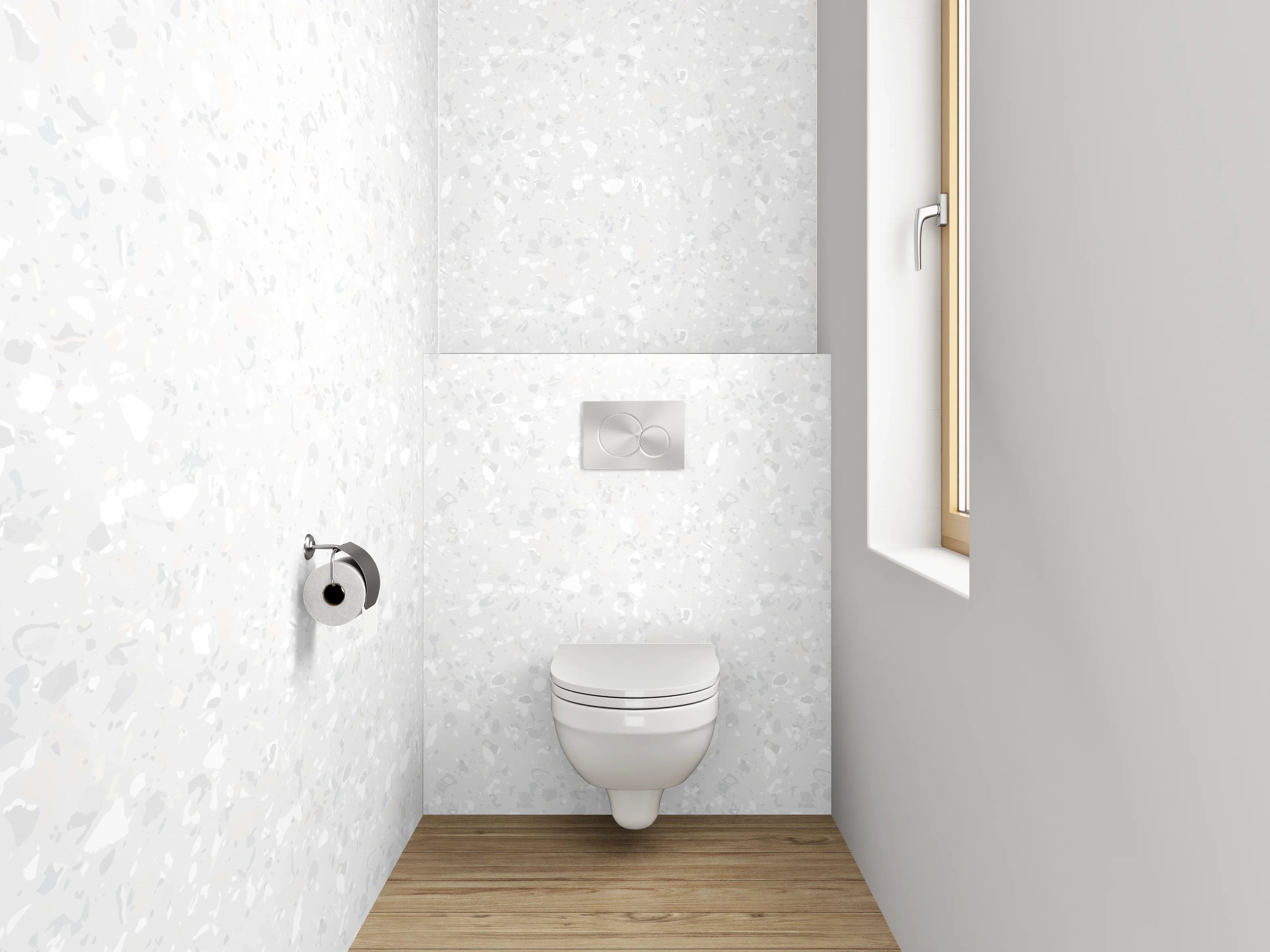 WC-Rückwand - Zeitloses Weiß-Grau-Marmor Muster