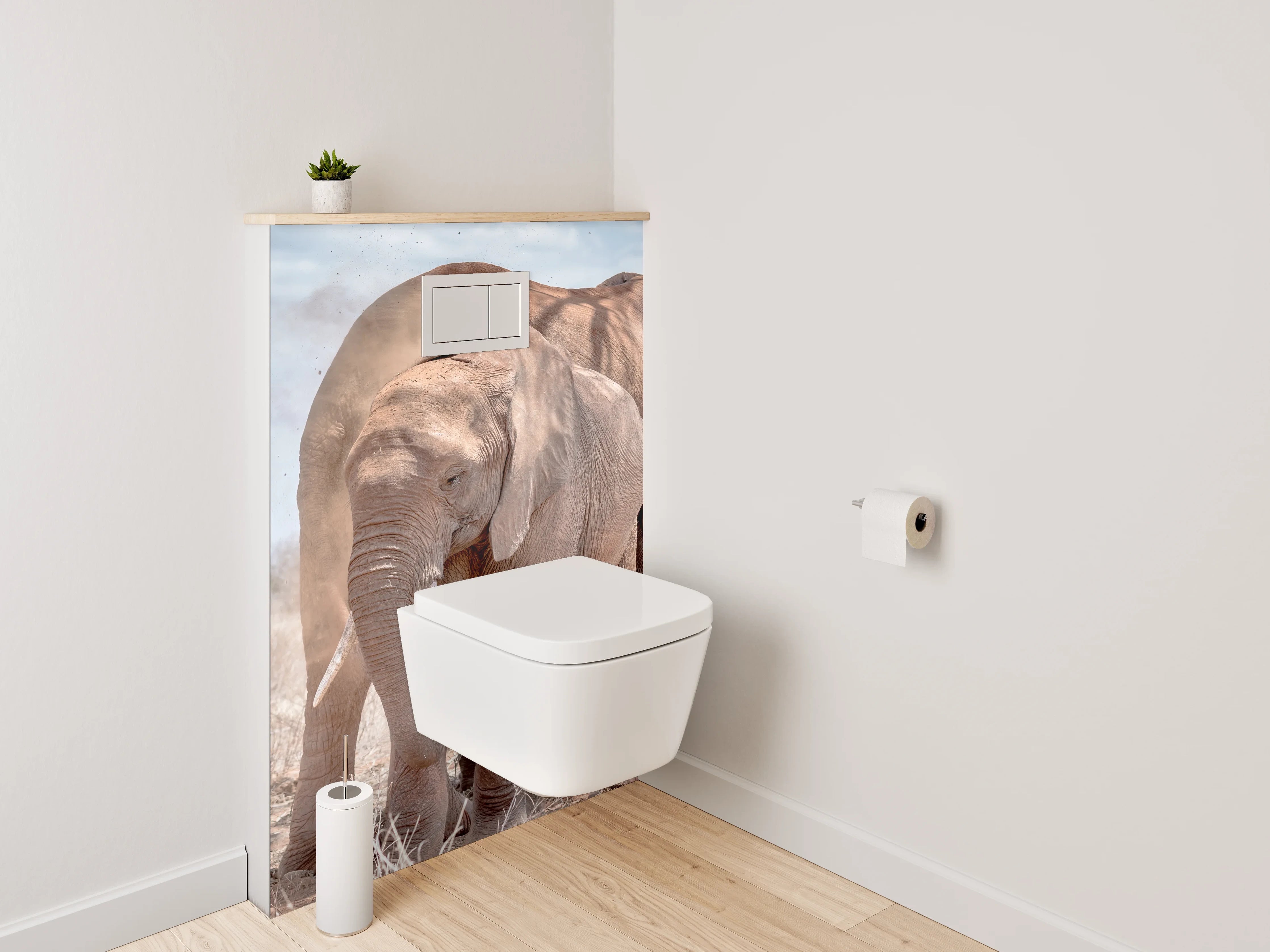WC-Rückwand - Zwei Elefanten in der Savanne
