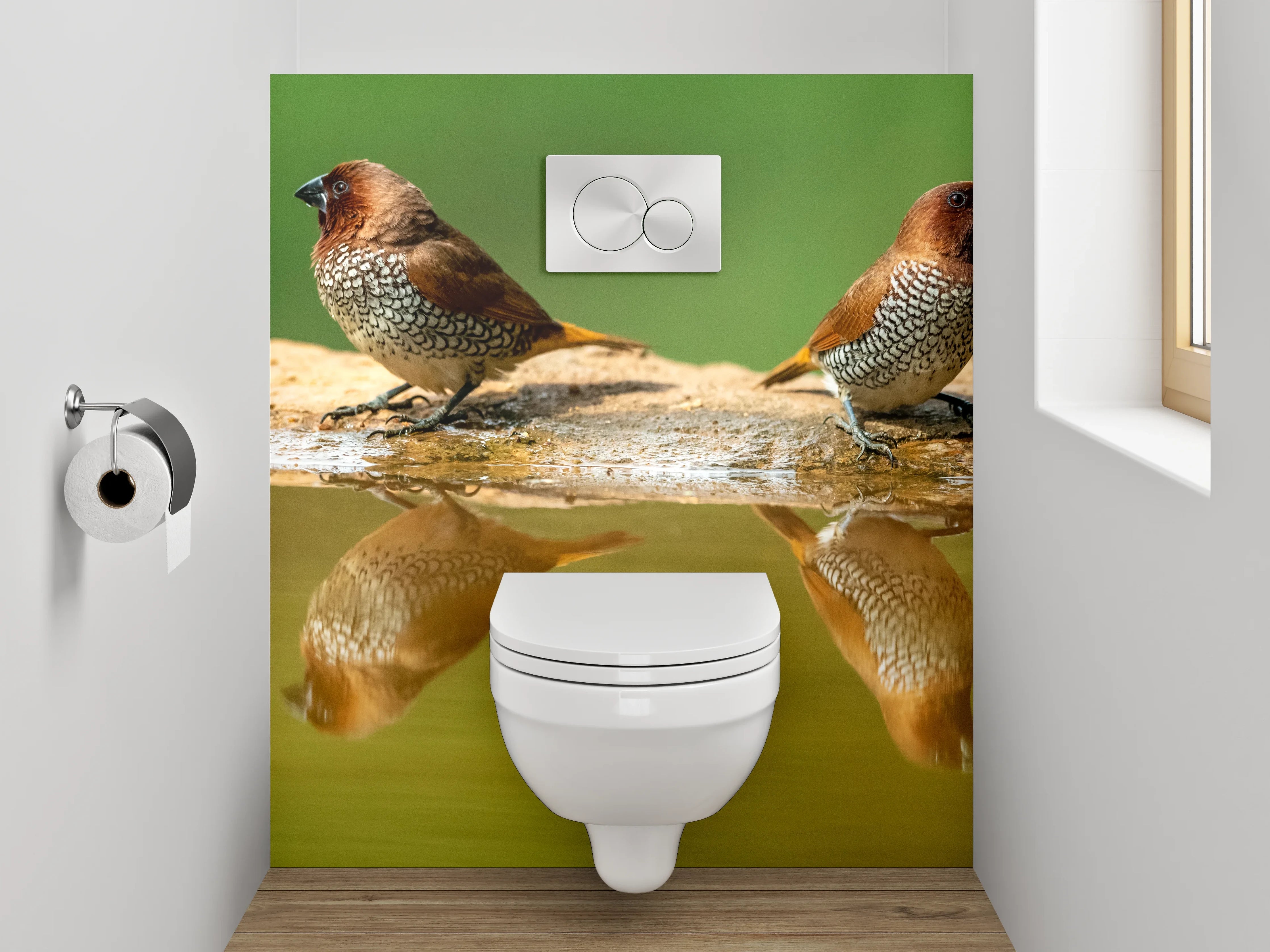 WC-Rückwand - Zwei Vögel am Wasser