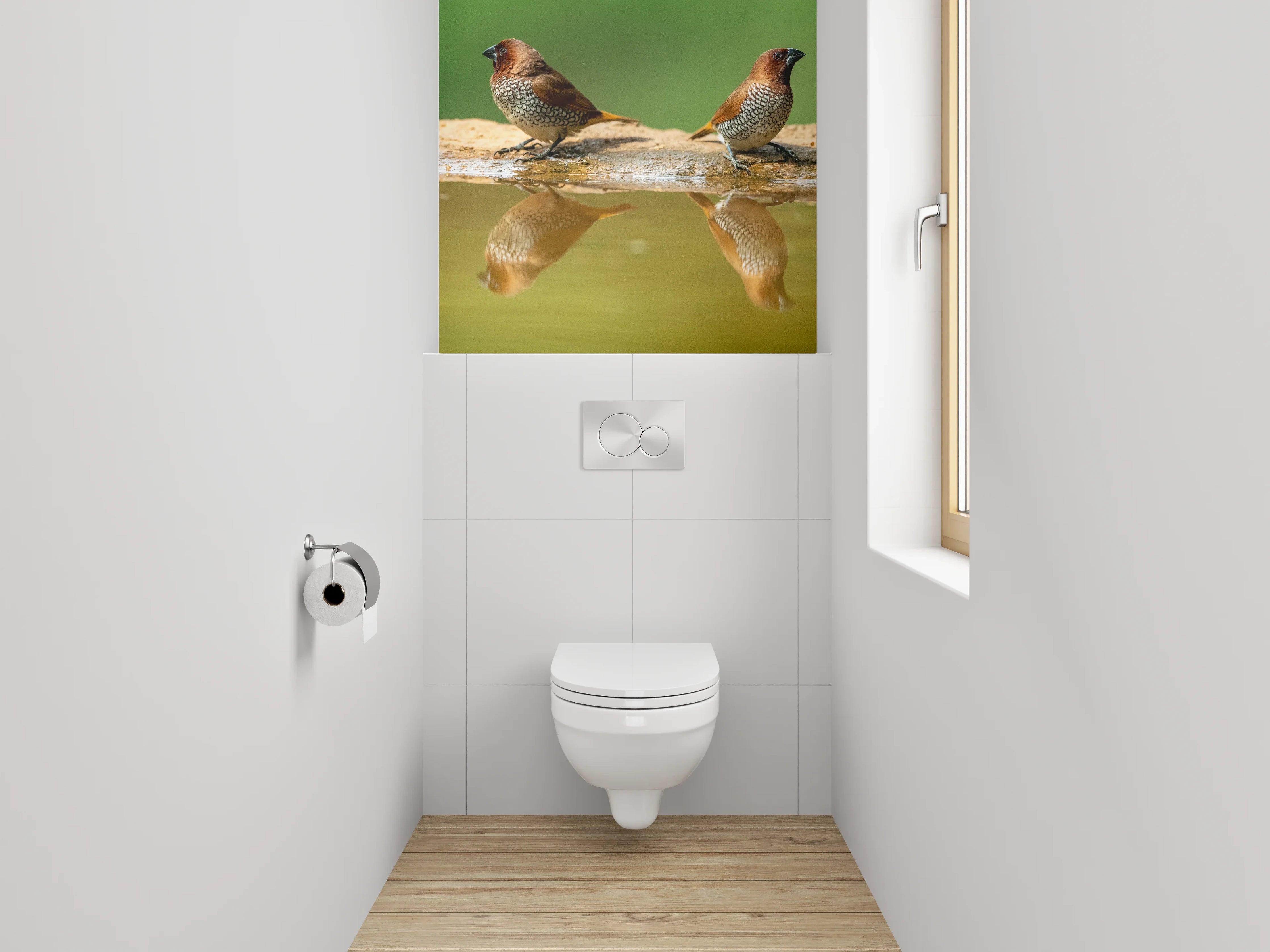WC-Rückwand - Zwei Vögel am Wasser