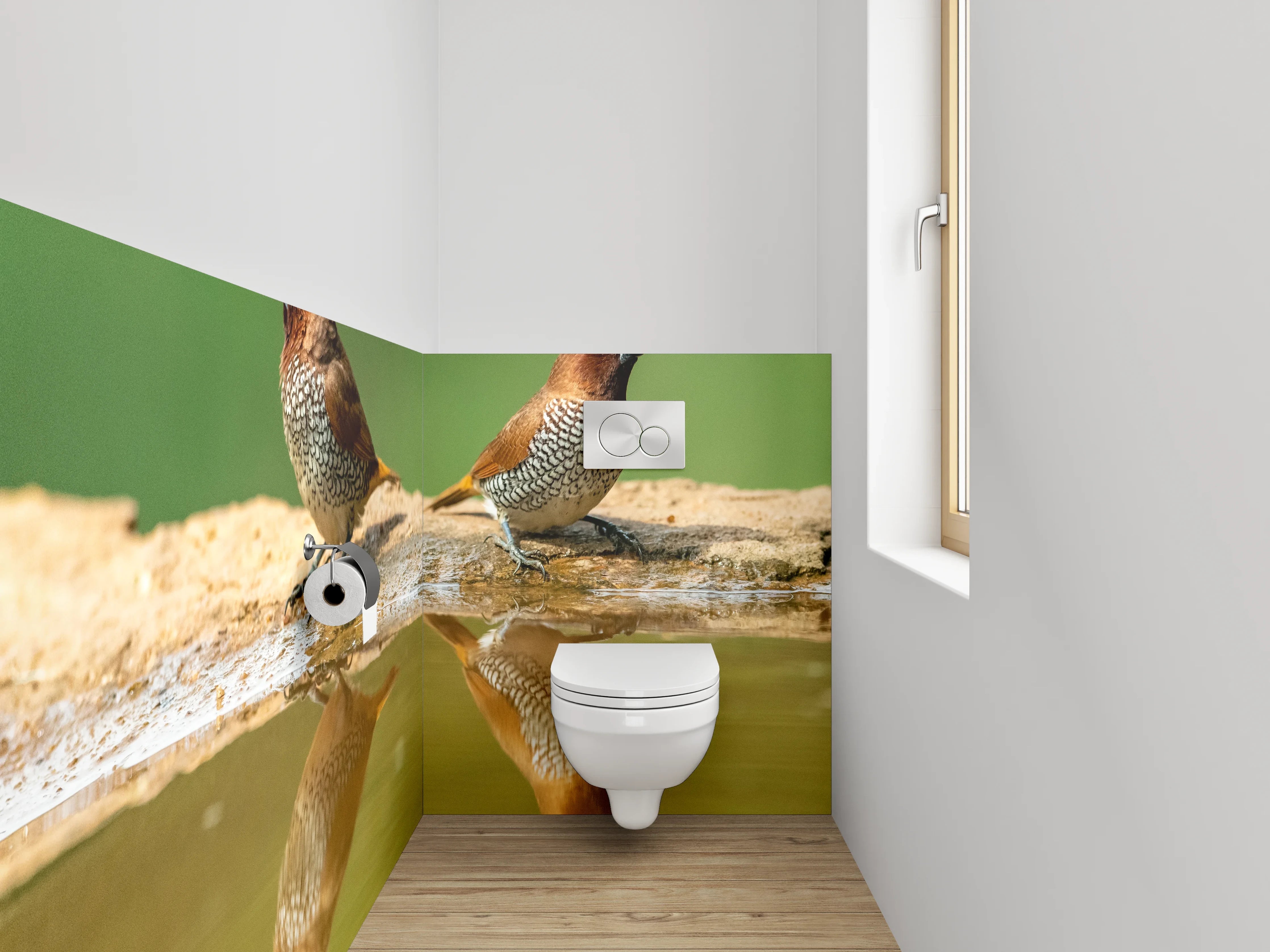WC-Rückwand - Zwei Vögel am Wasser