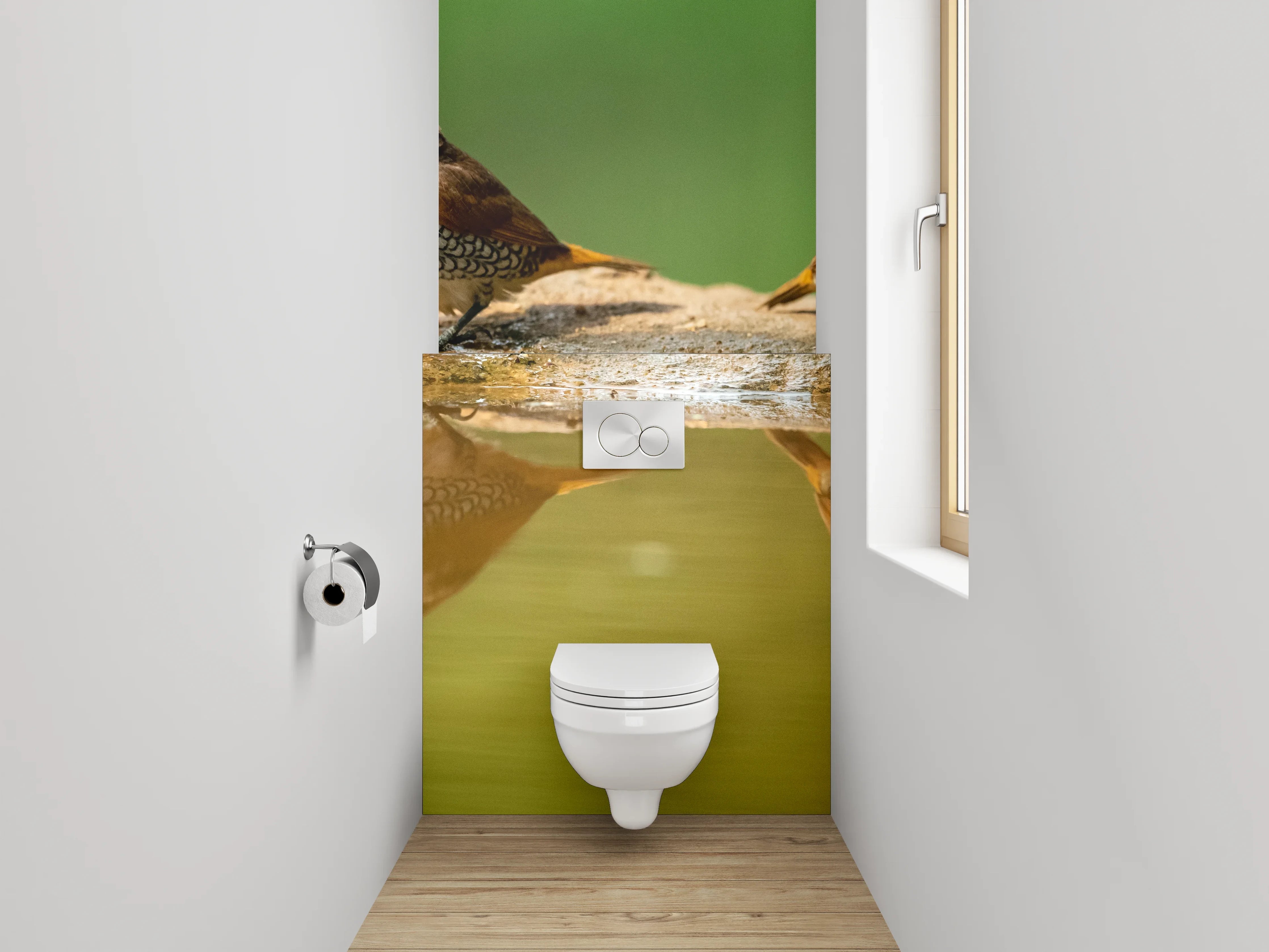 WC-Rückwand - Zwei Vögel am Wasser