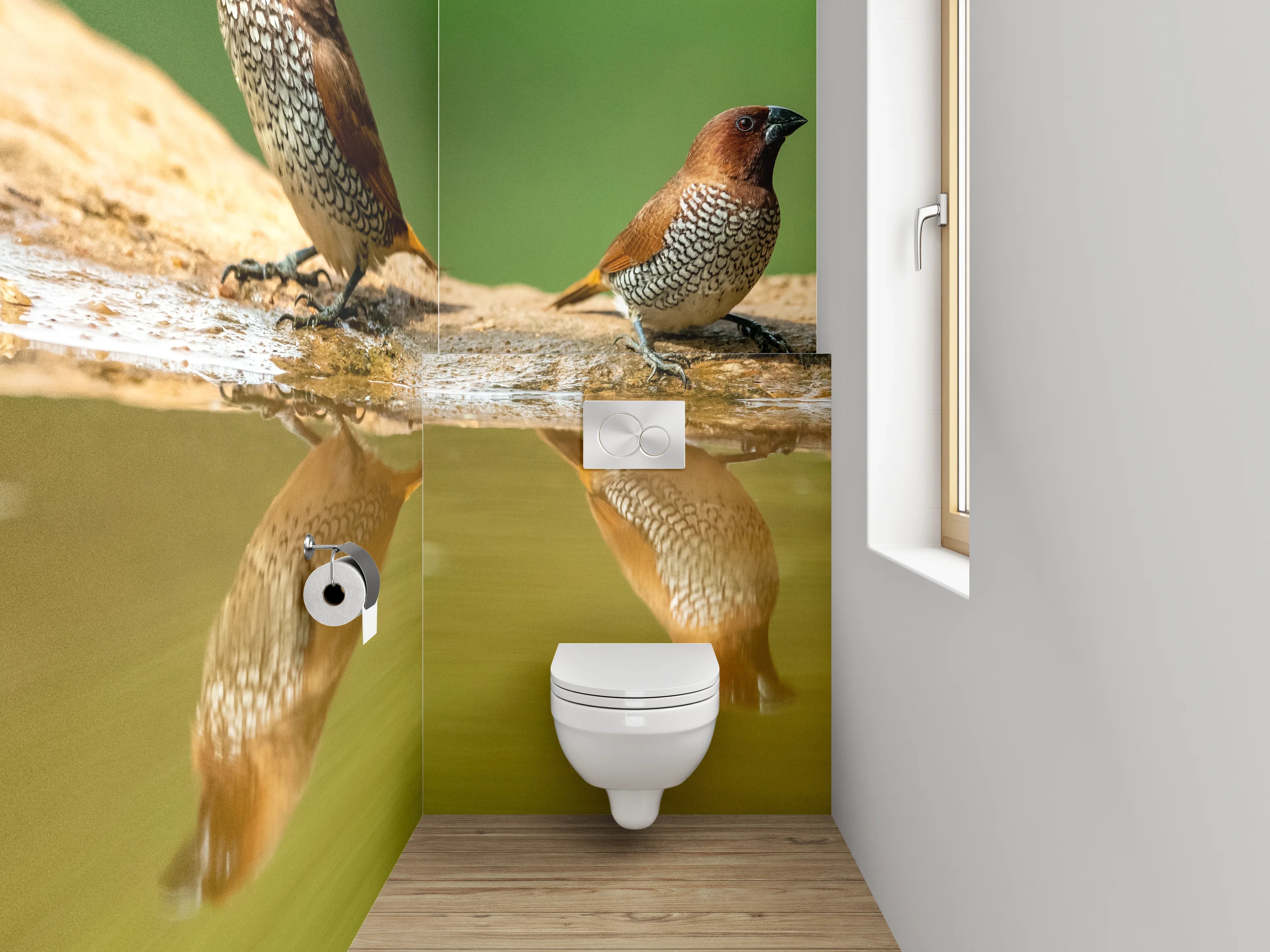 WC-Rückwand - Zwei Vögel am Wasser