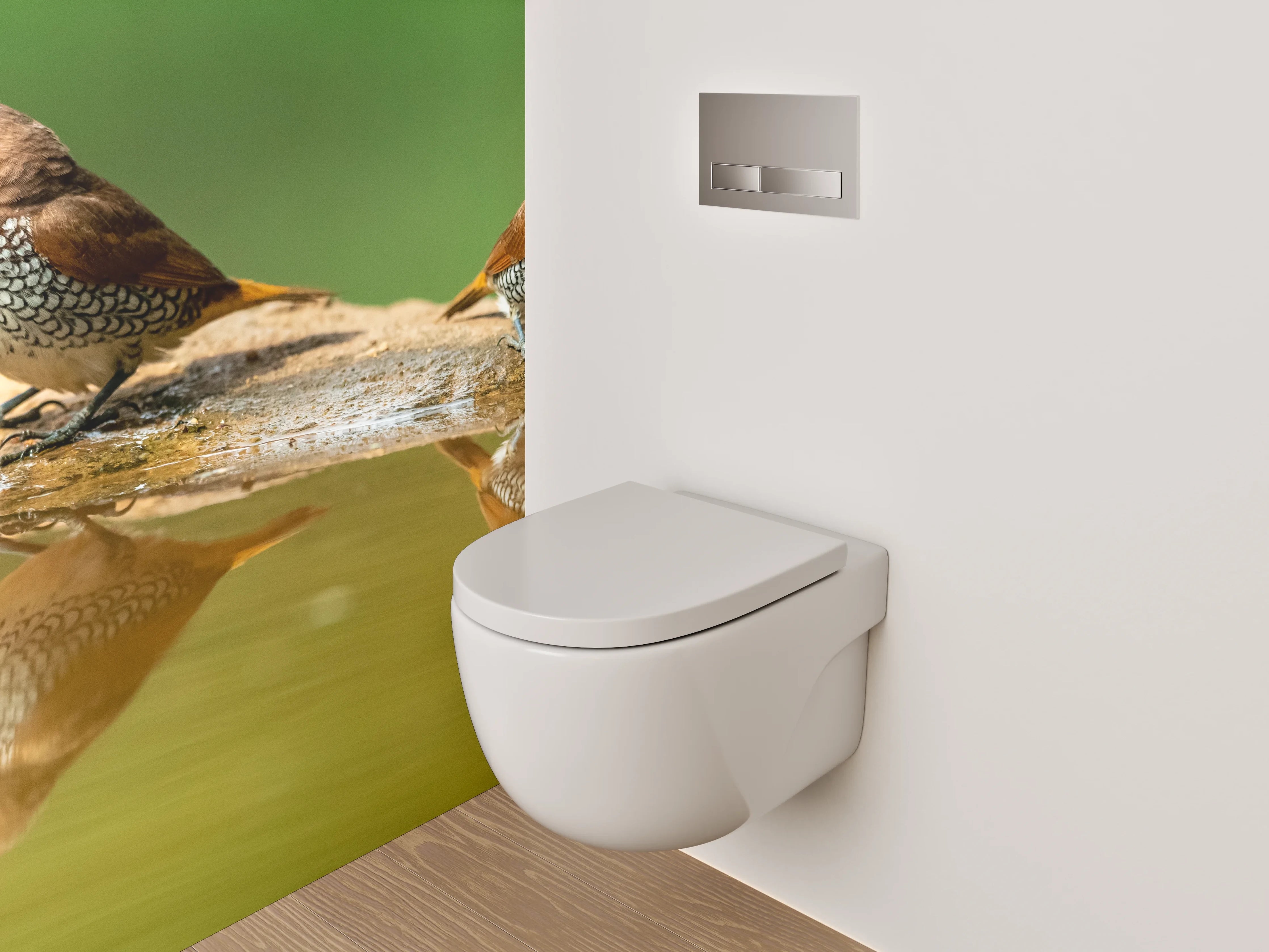 WC-Rückwand - Zwei Vögel am Wasser