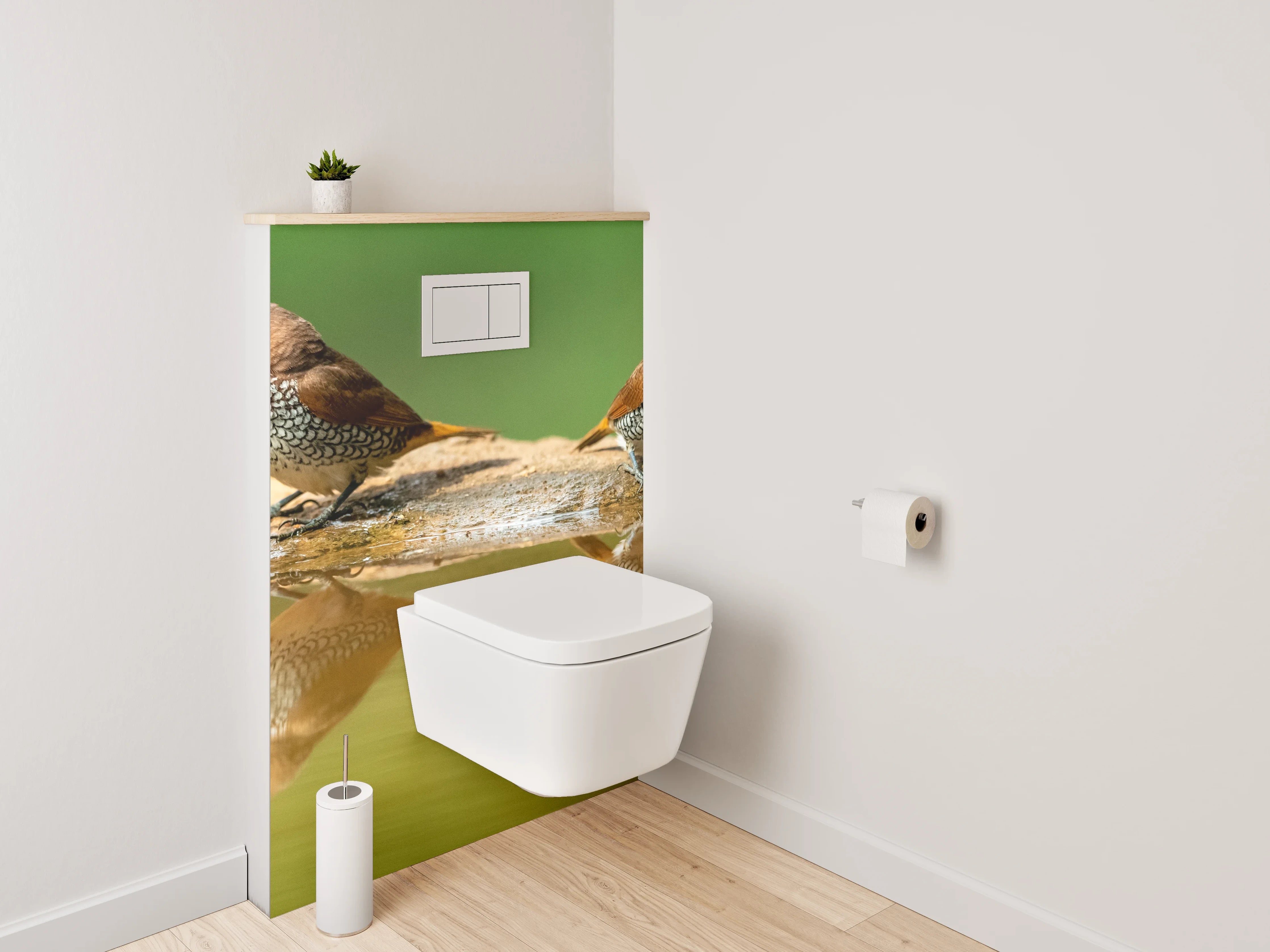 WC-Rückwand - Zwei Vögel am Wasser