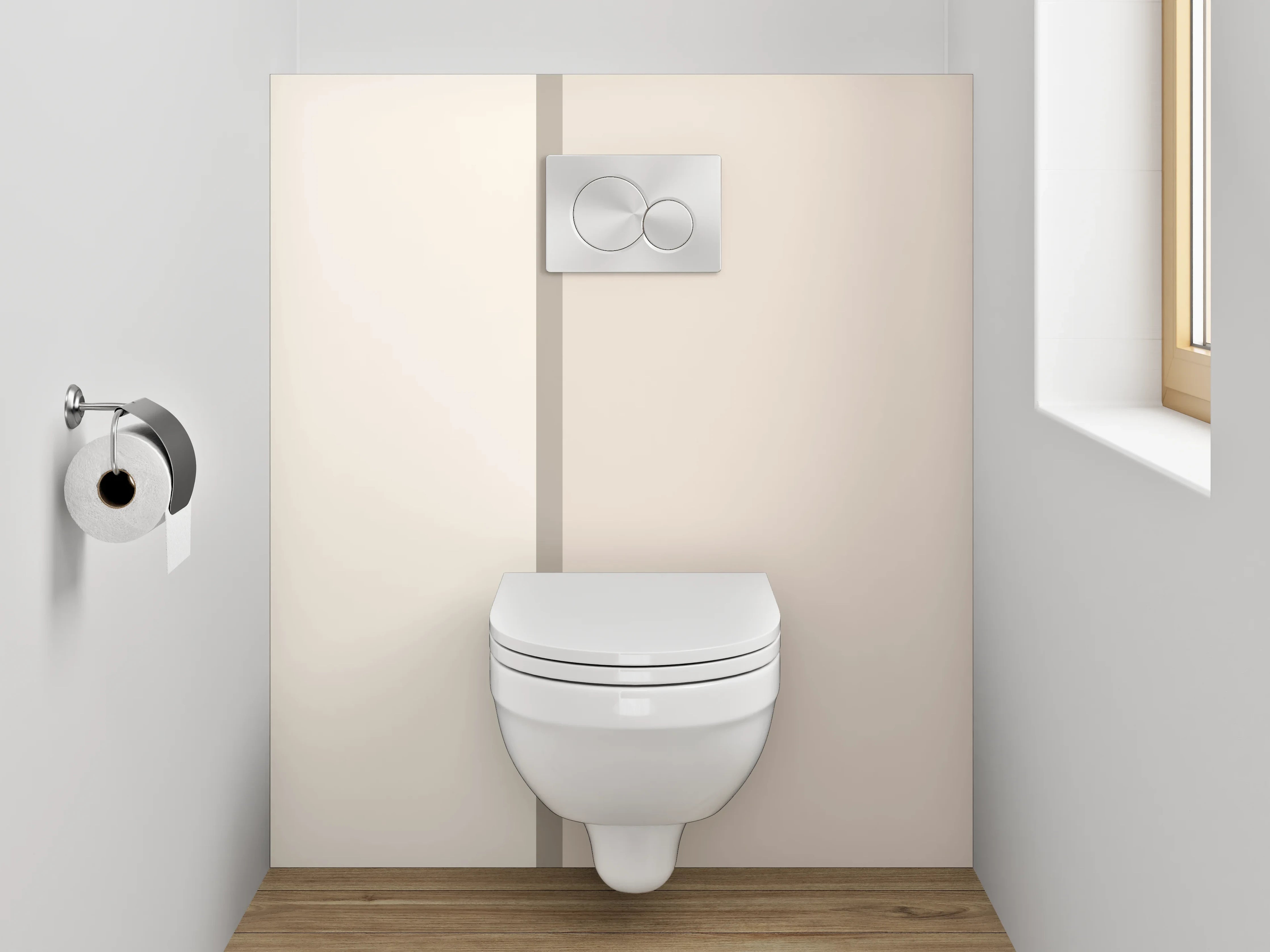 WC-Rückwand - Zweifarbige Beige-Wand – Modern & Zeitlos