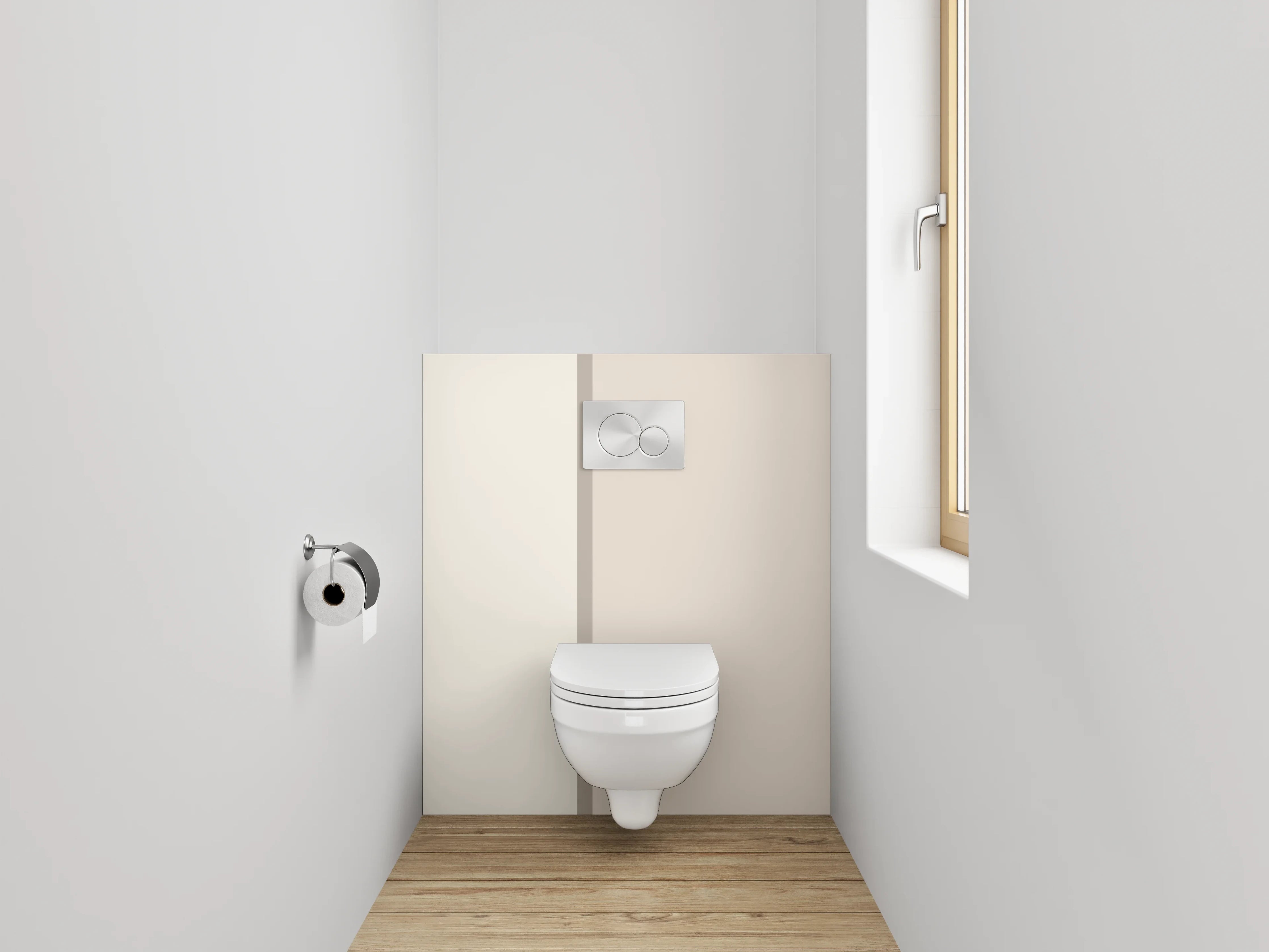 WC-Rückwand - Zweifarbige Beige-Wand – Modern & Zeitlos