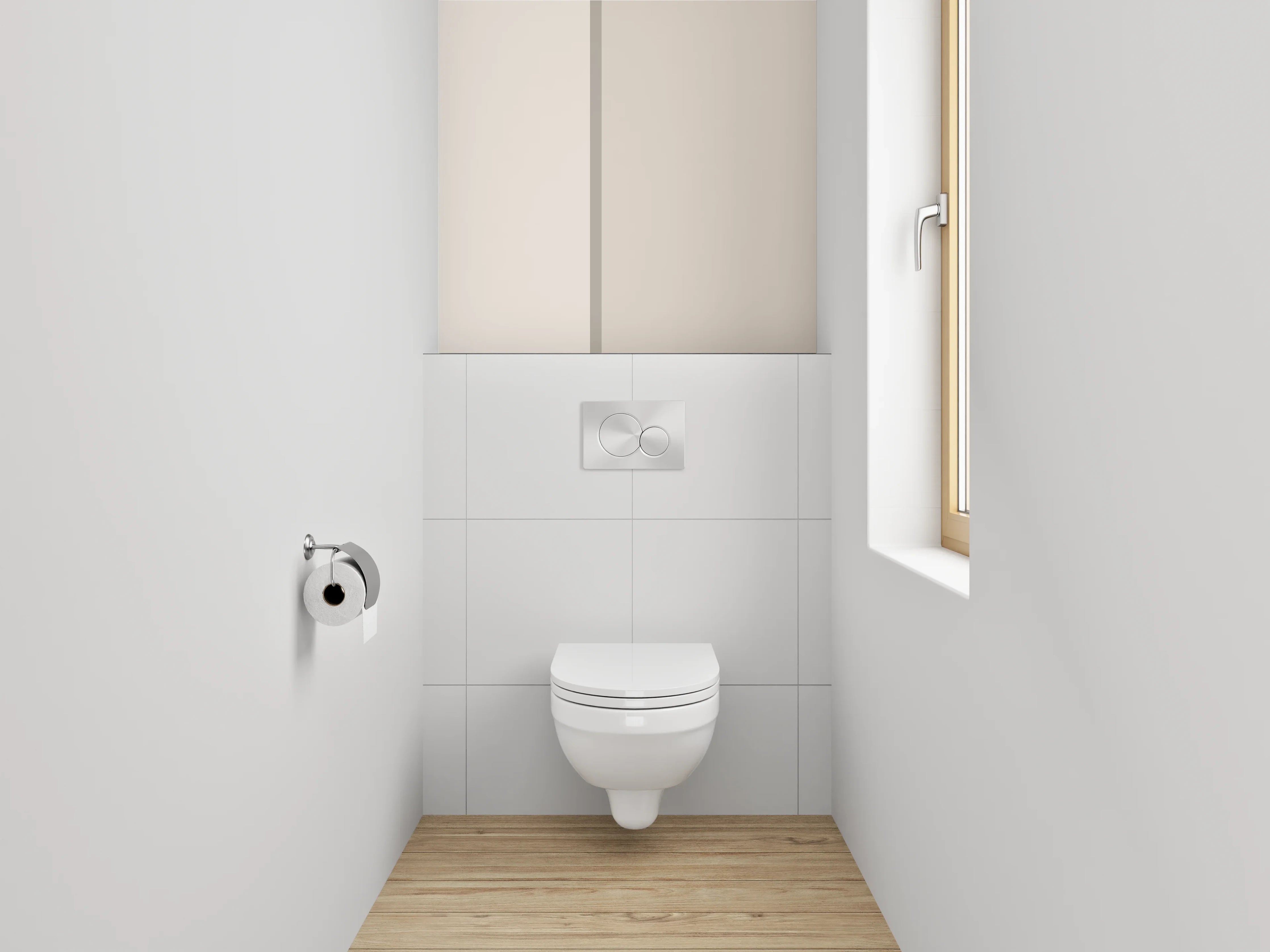 WC-Rückwand - Zweifarbige Beige-Wand – Modern & Zeitlos