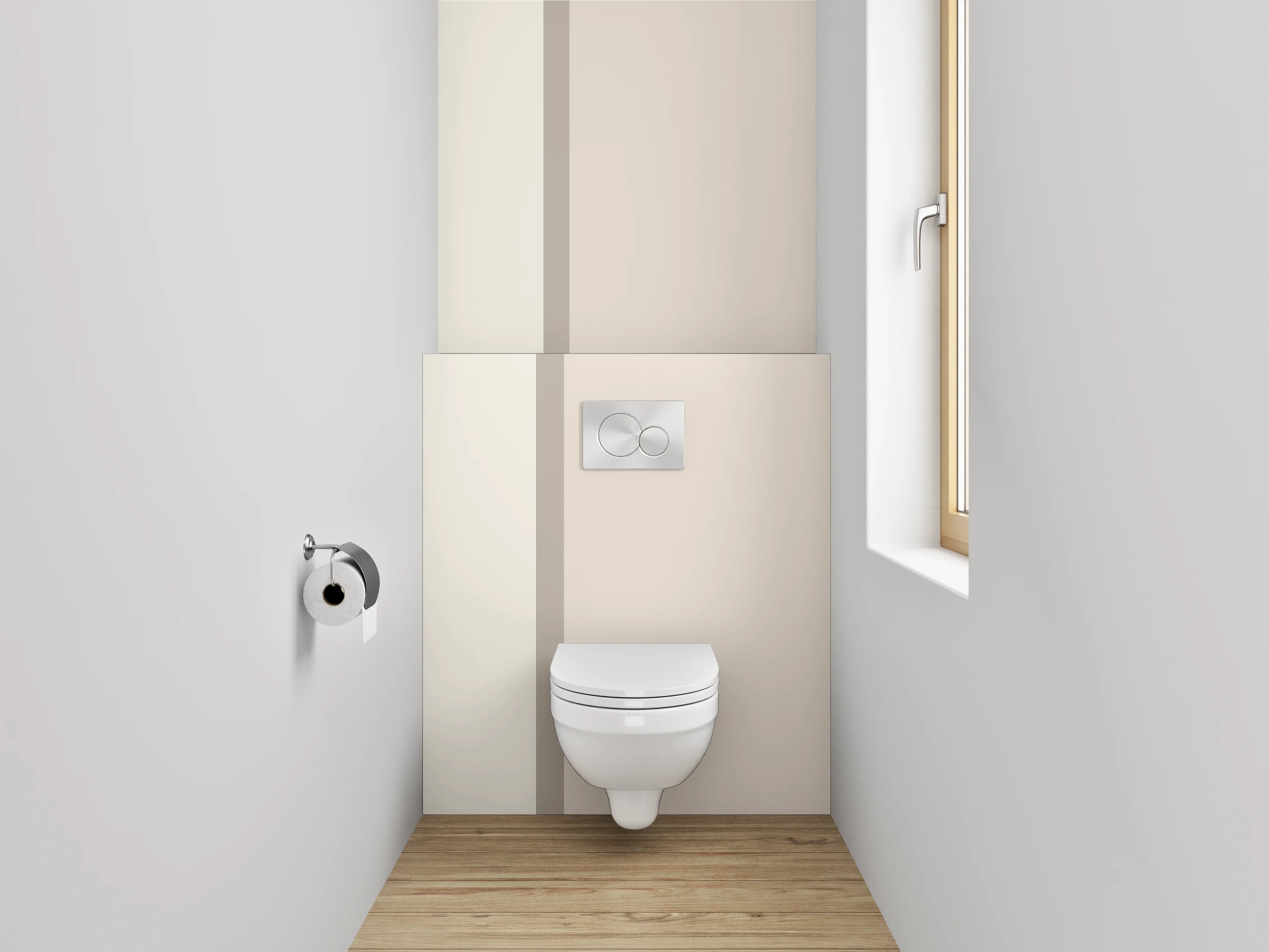 WC-Rückwand - Zweifarbige Beige-Wand – Modern & Zeitlos