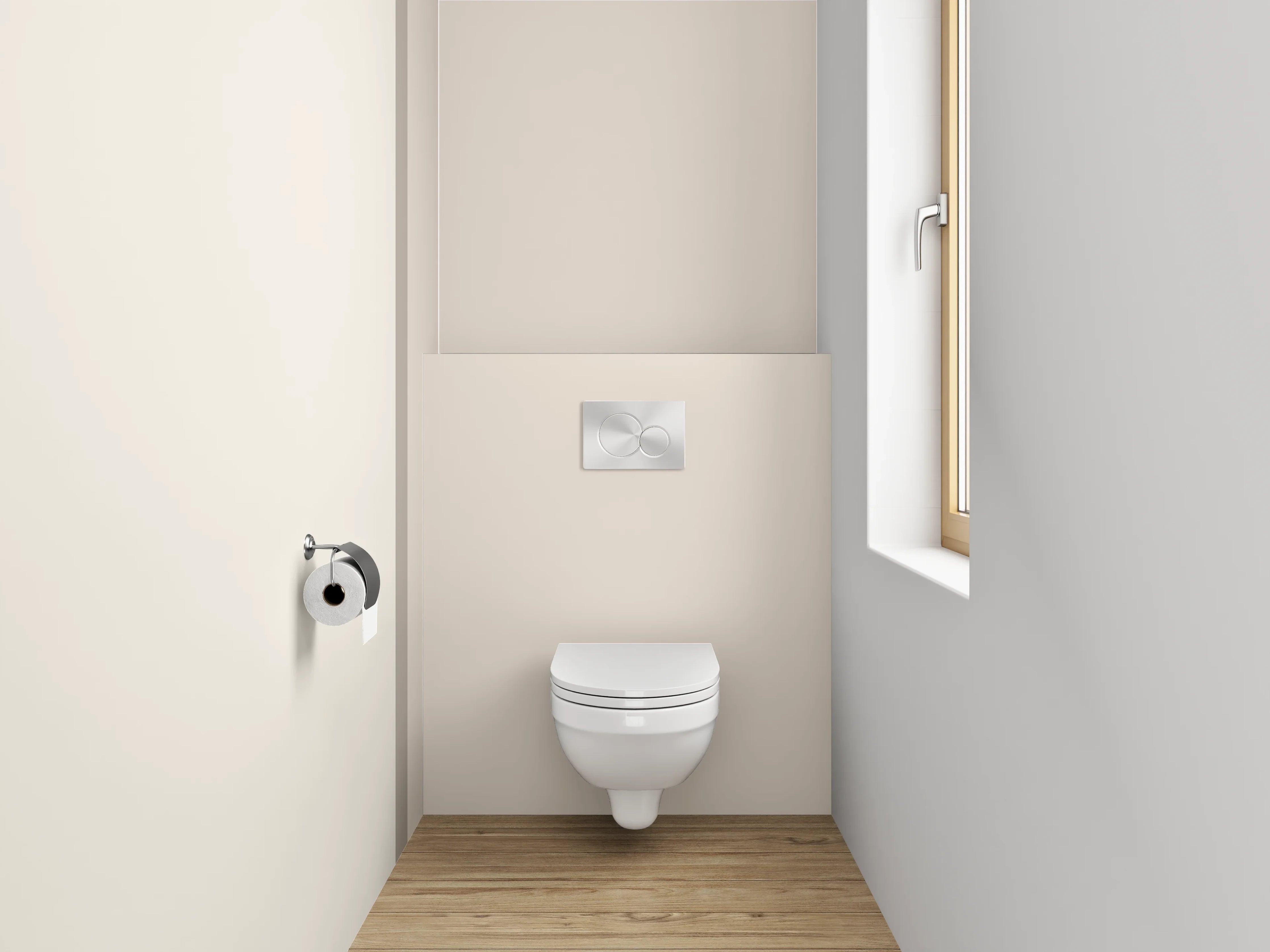 WC-Rückwand - Zweifarbige Beige-Wand – Modern & Zeitlos