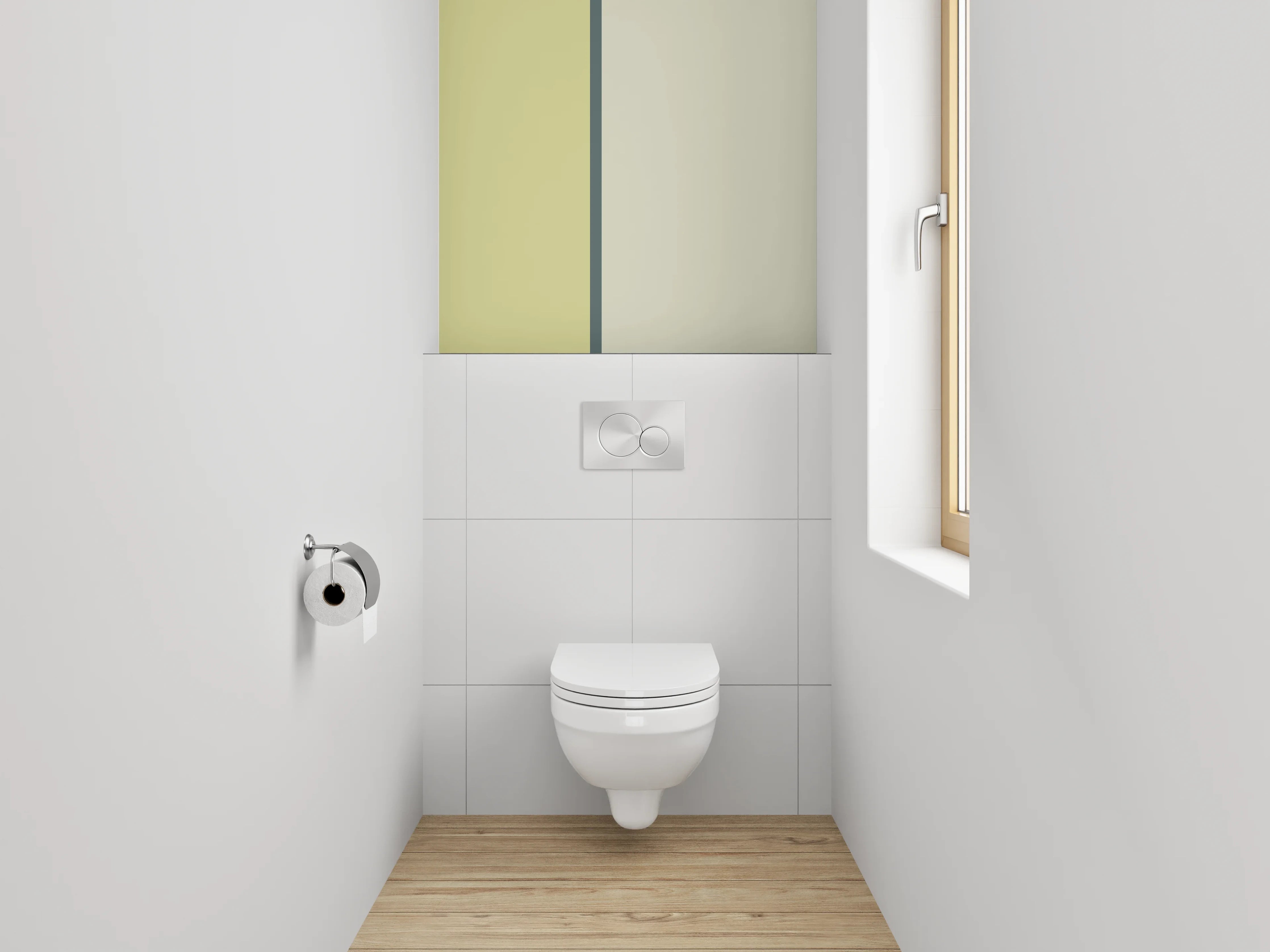 WC-Rückwand - Zweifarbige Minimal Farbfläche Gelb Beige